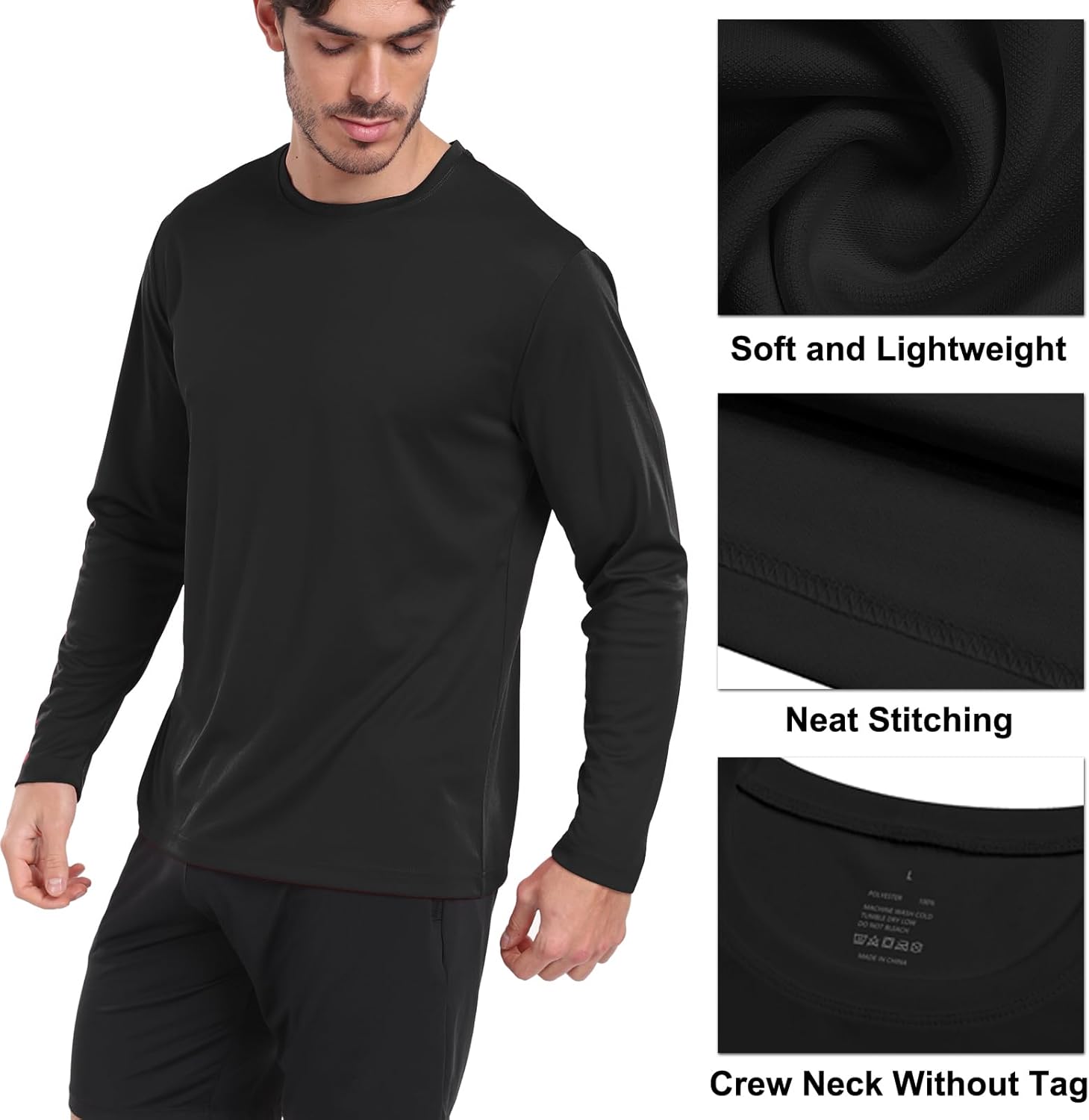 Thumbnail 3 de HovSiyla Men's Long Sleeve Moisture-Wicking Shirt for Running and Sun Protection