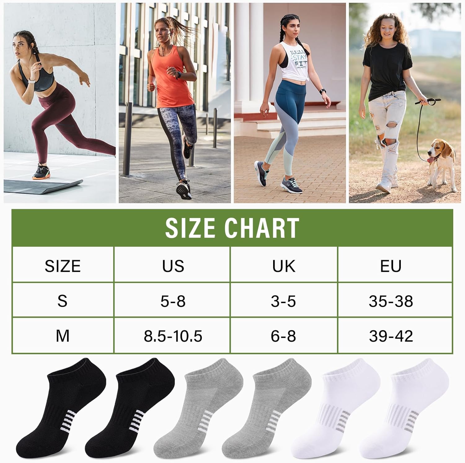 Thumbnail 6 de Effeeet Bamboo Trainer Socks Womens 6 Pairs – Breathable, Cushioned Ankle Socks for Active Women