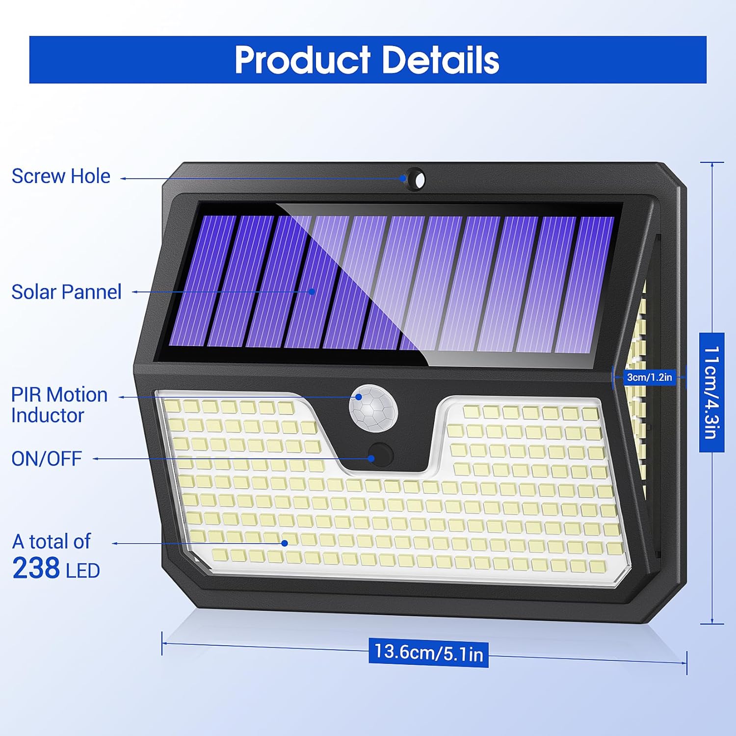 Thumbnail 4 de Outdoor Solar Lights 238 LED Security Lights with Motion Sensor 🔆