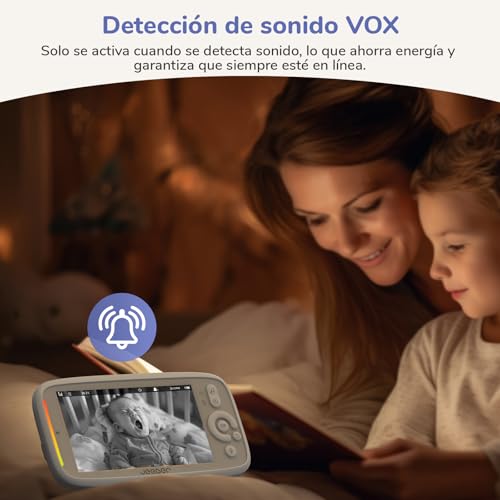 Detalle de jeeber 2K/3MP WiFi Cámara Vigilancia Bebe con App Movil y pantalla 5" IPS