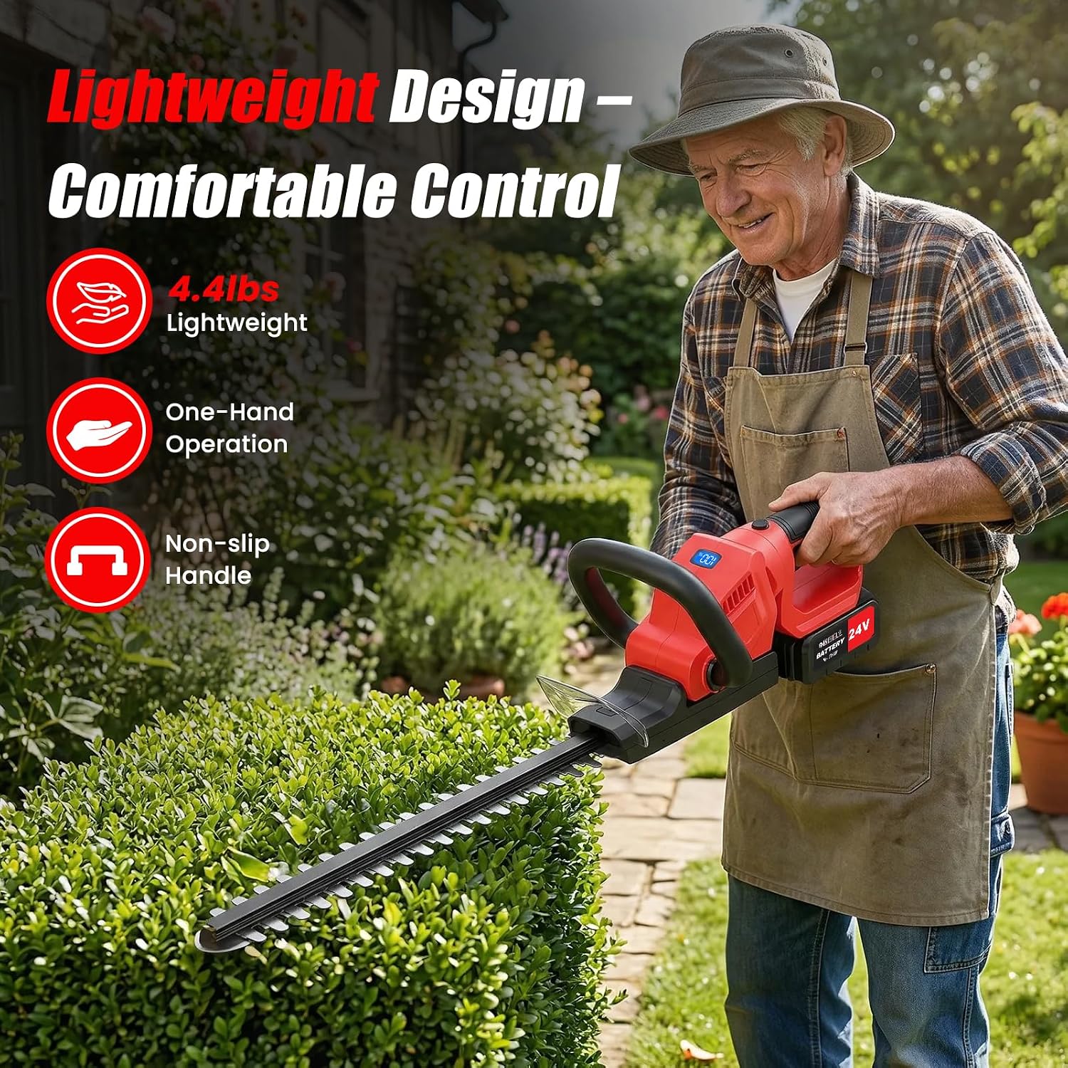 Detalle 2 de RAXONE Cordless Hedge Trimmer 22-Inch