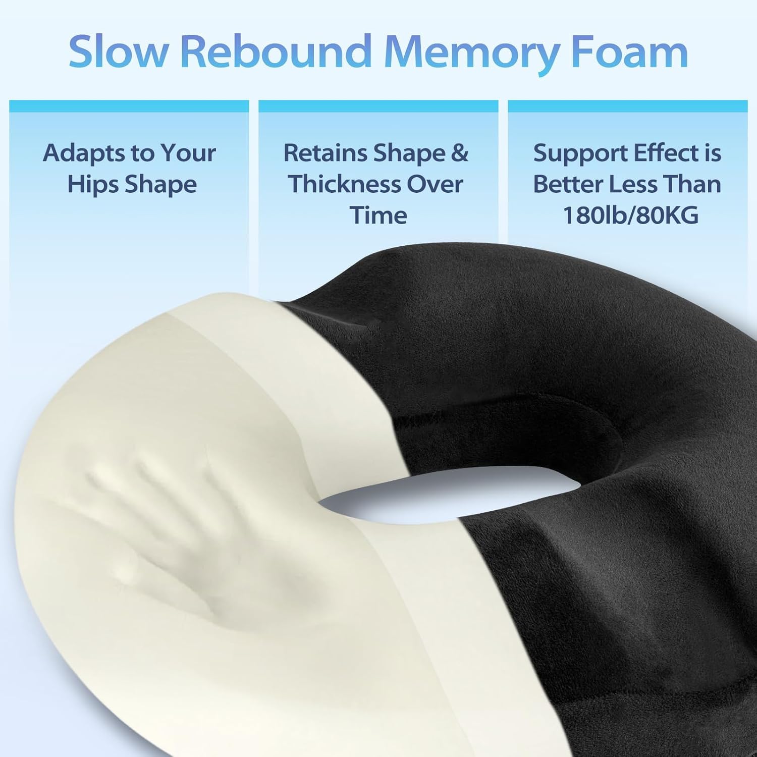 Thumbnail 5 de HOMCA Cushion de Chaise Donut Orthopédique en Mousse à Mémoire – Soutien coccyx et confort longue durée