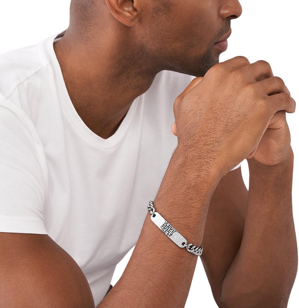 Detalle de Diesel Herrenarmband aus Edelstahl – Doppel-Ton, matt & Karabinerverschluss