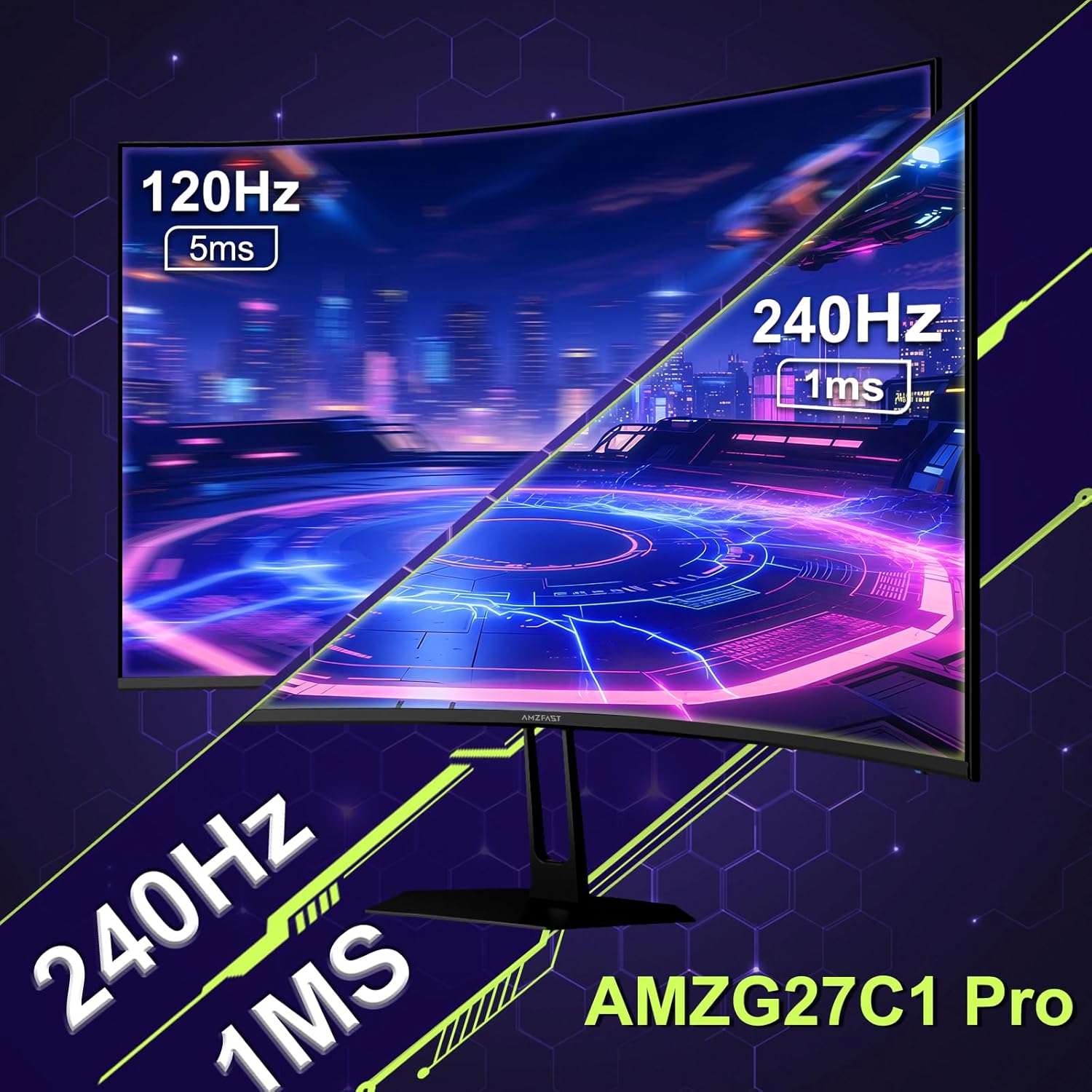 Thumbnail 2 de Amzfast AMZG32C1F Gaming Monitor 32 Zoll