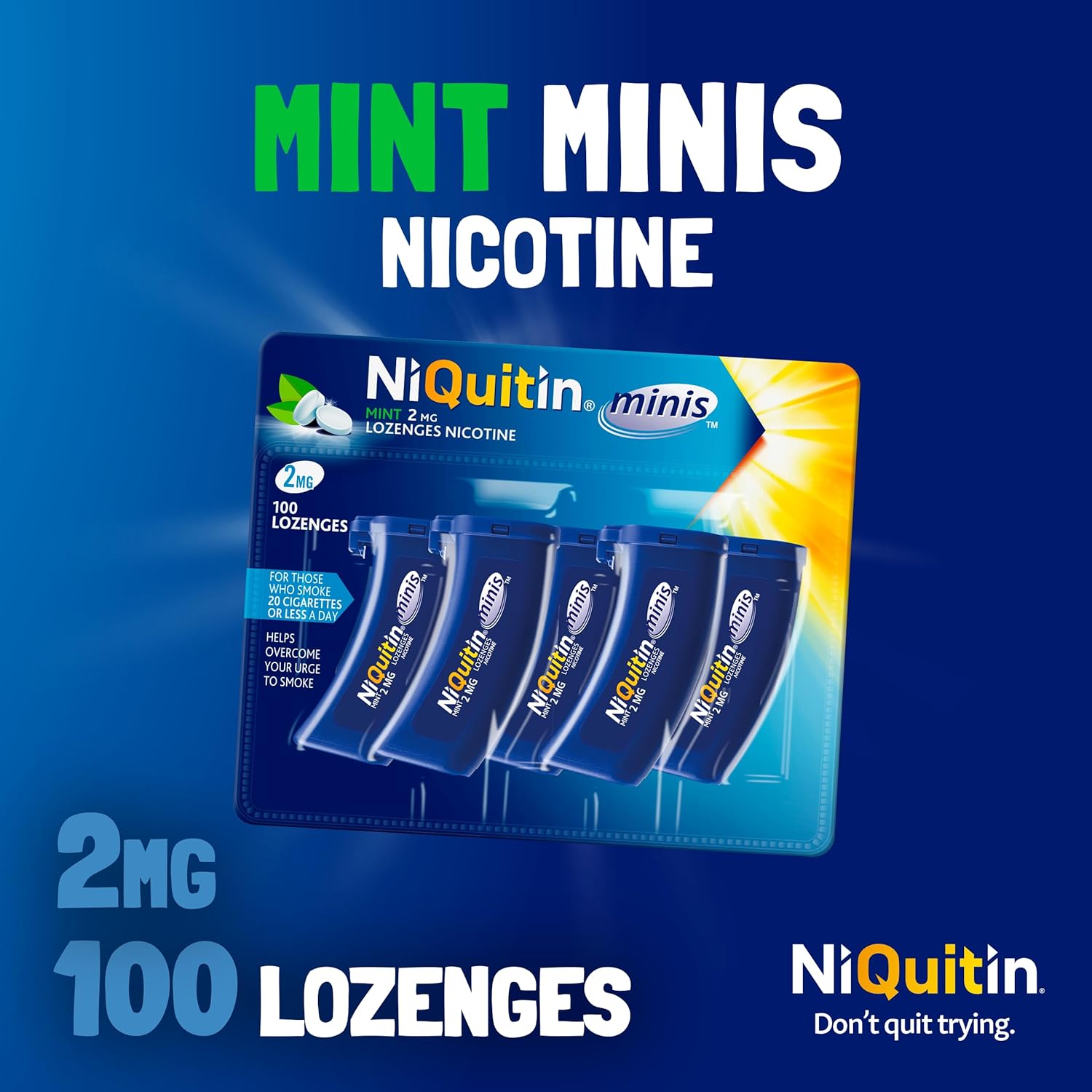 Detalle 2 de NiQuitin Minis 2 mg mint lozenges 100 pack 🍬