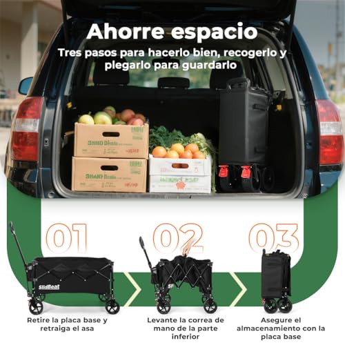 Thumbnail 8 de SLIDBEAT Carro de Playa Plegable XL (150L): transporte ligero para camping, playa y jardín
