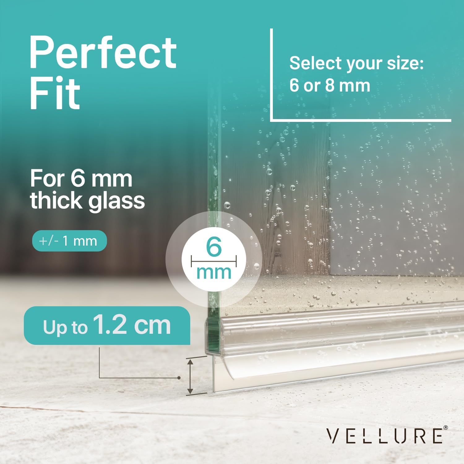 Thumbnail 2 de Vellure 2X Shower Screen Seal Strip for 6 mm glass (up to 90cm) – transparent double-lip PVC