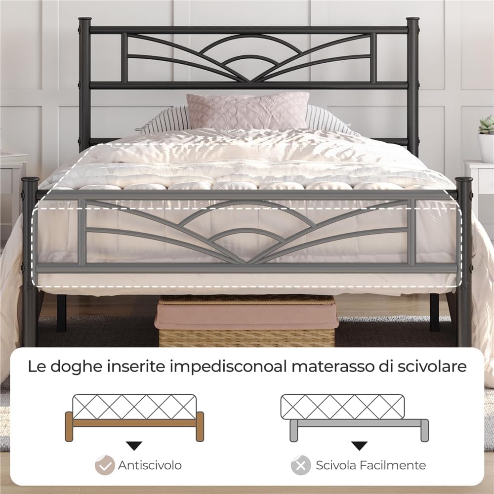 Thumbnail 6 de Yaheetech Struttura Letto Singolo in Ferro 90 × 200 cm con Testiera a Forma di Nuvole e Spazio Aggiuntivo