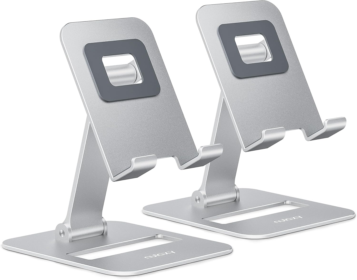 Detalle de Nulaxy 2-Pack Folding Cell Phone Stands, Adjustable Height and Angle, Silver