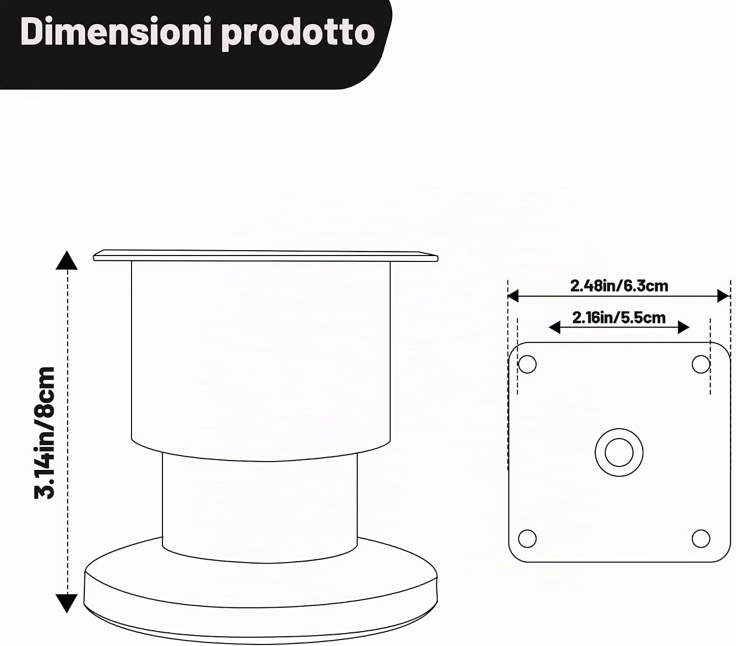 Thumbnail 1 de Torven Set di 4 Piedini Per Mobili In Acciaio Inox – Autolivellanti, Capacità 250 kg