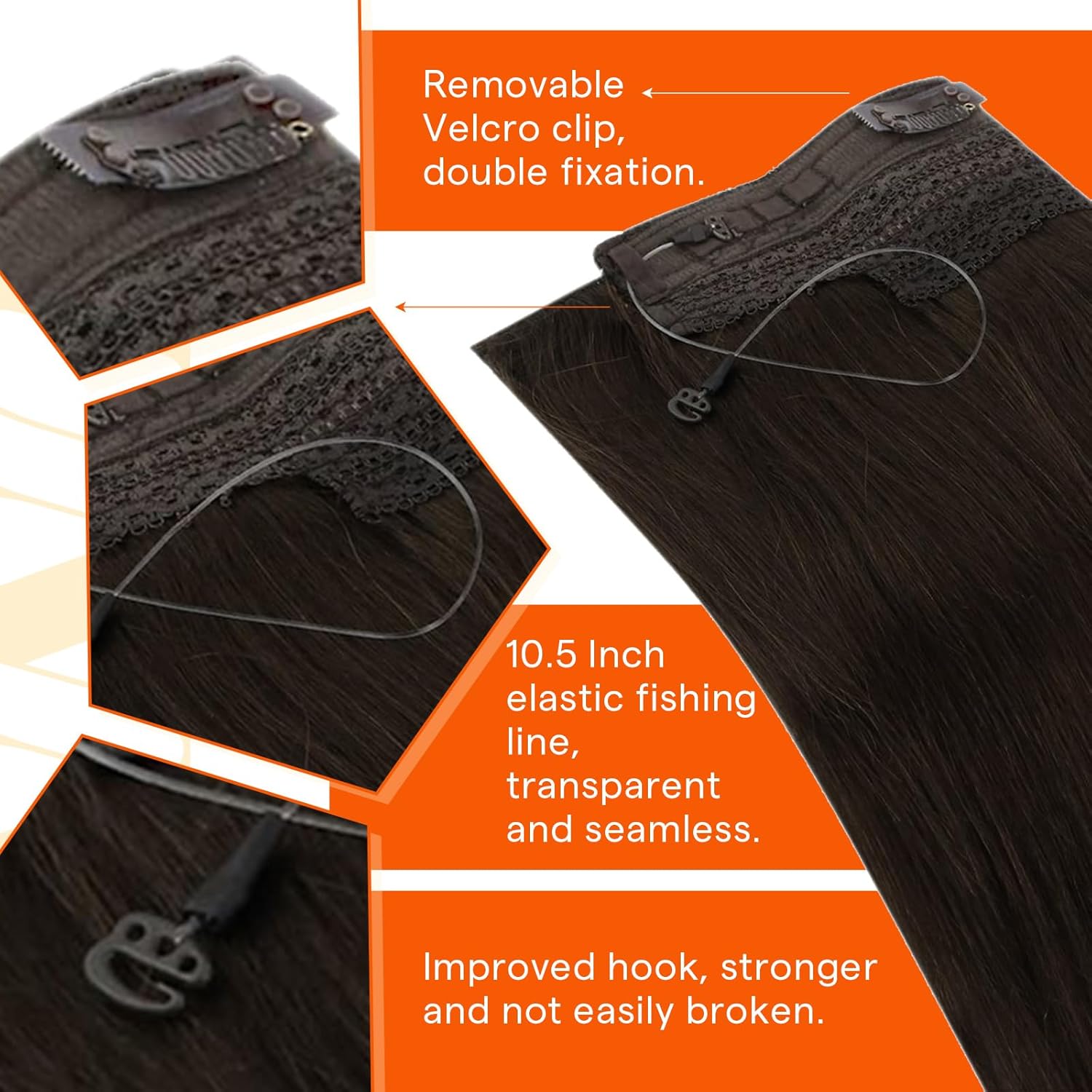 Thumbnail 2 de Sunny Hair Invisible Wire Human Hair Extensions (20 inch, 125G) — 4 Chocolate Brown