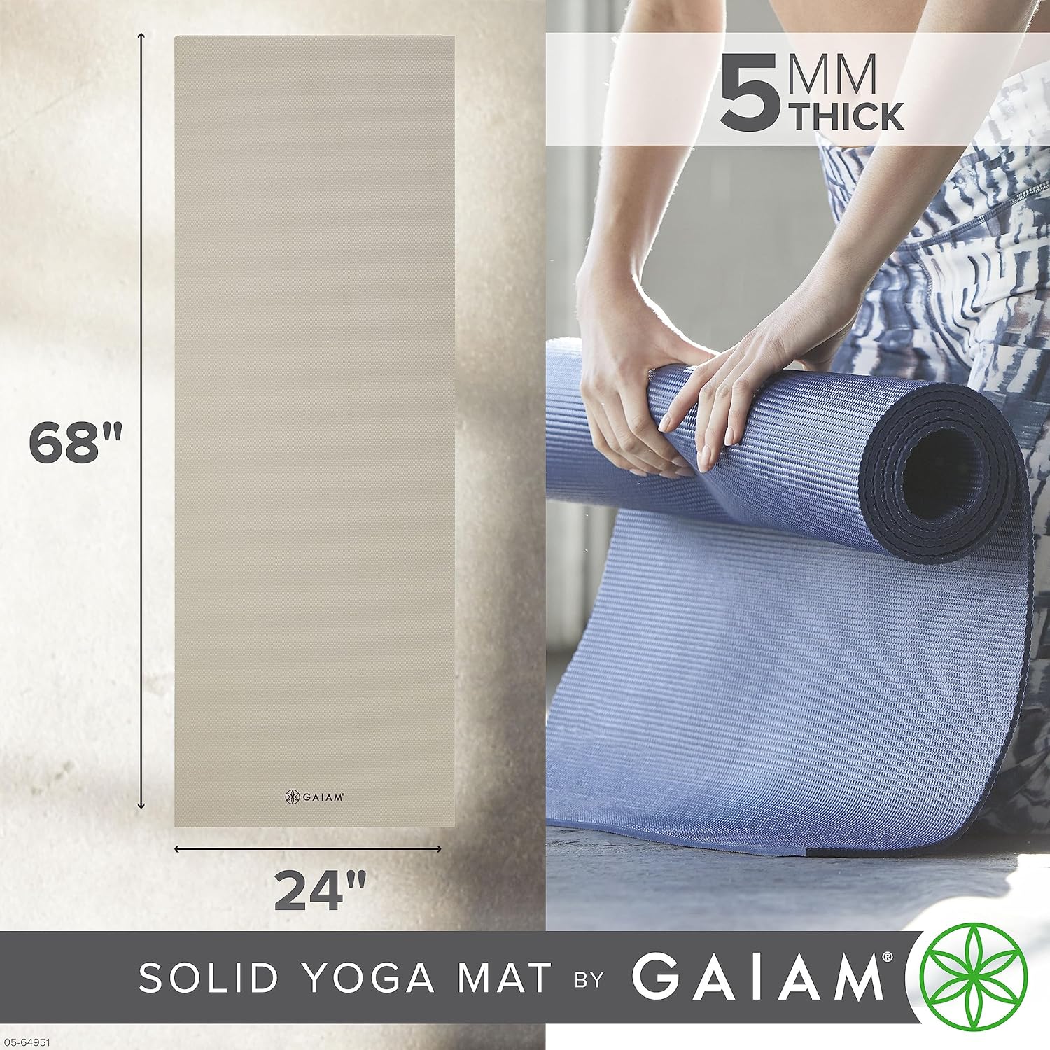 Thumbnail 2 de Gaiam Yoga Mat 68" x 24" 5mm non-slip mat 🧘♀