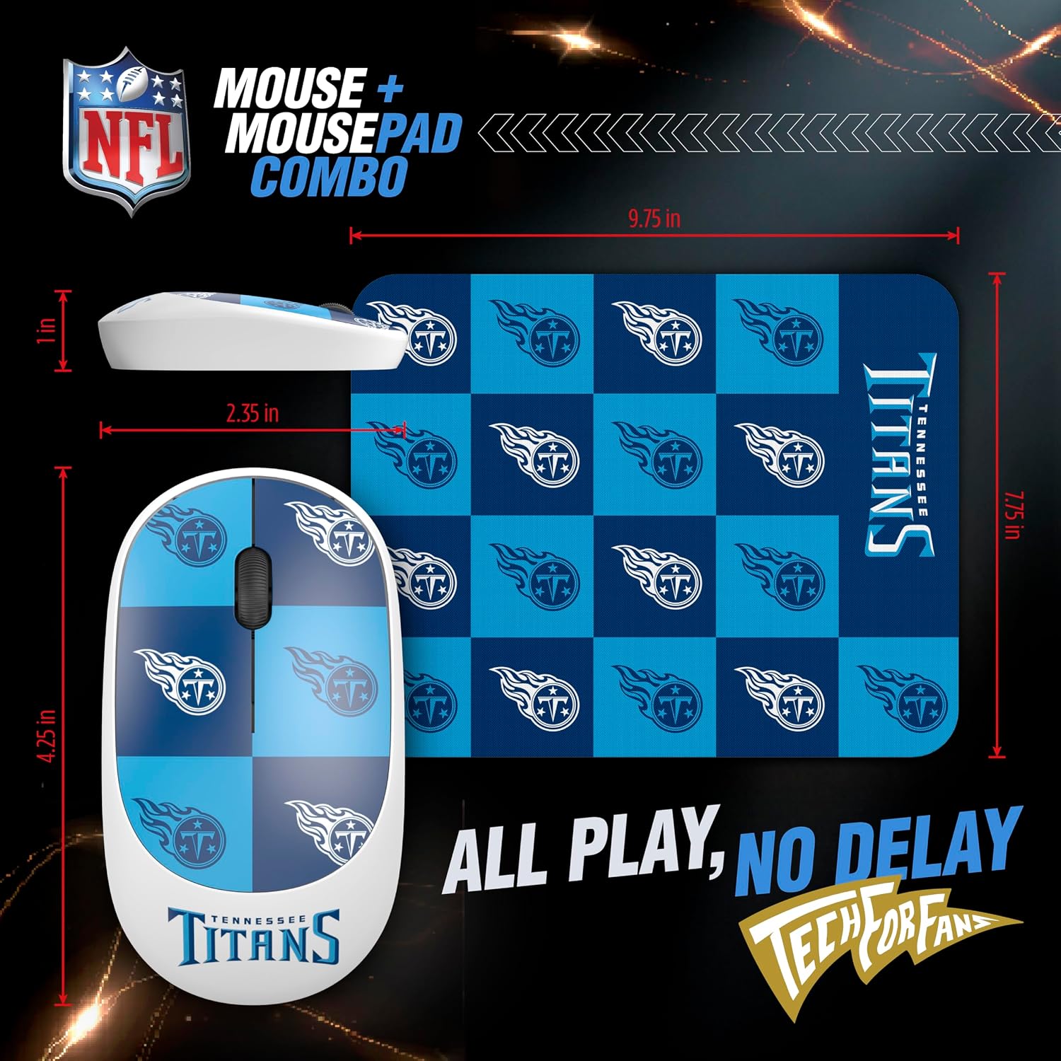 Detalle de SOAR NHL wireless mouse + compact mouse pad (4.21 x 2.32 in)
