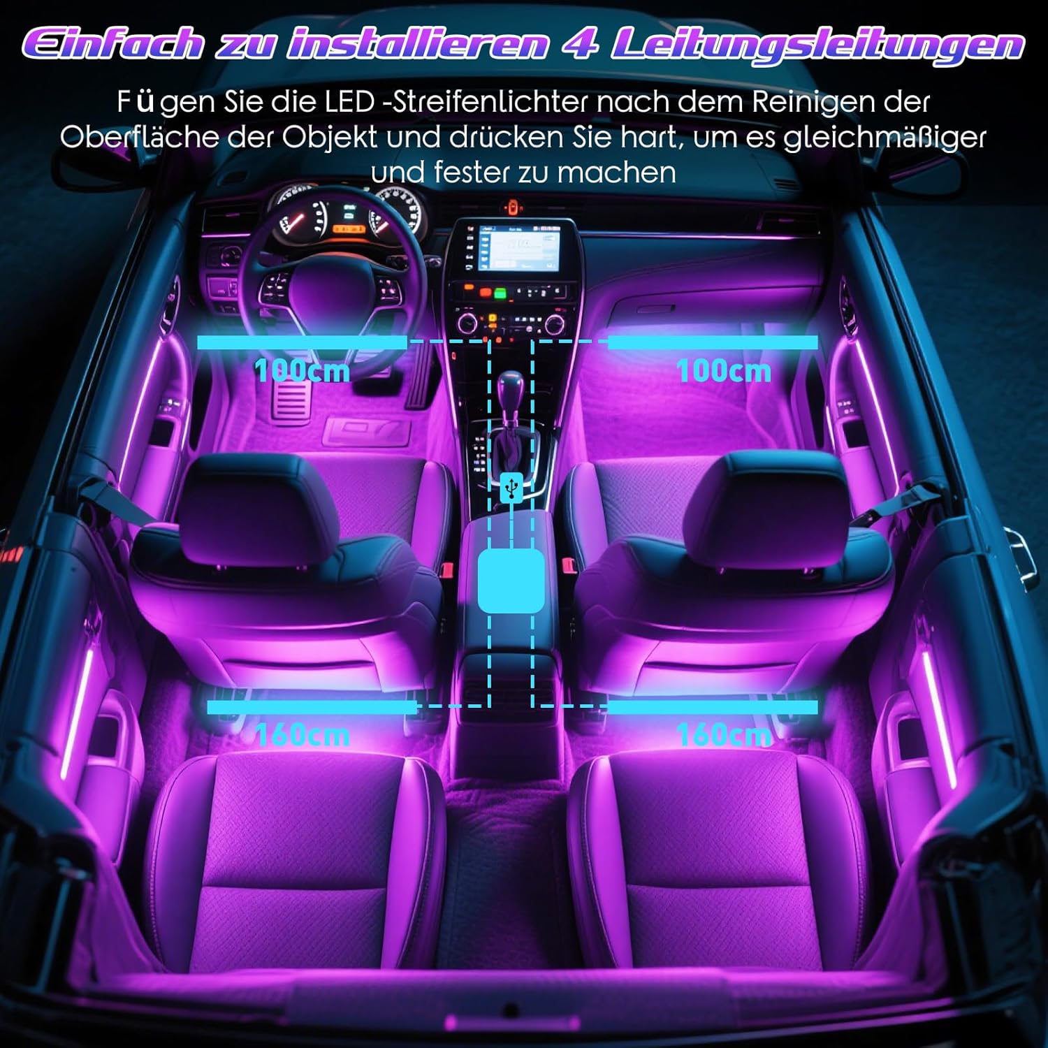 Thumbnail 4 de Winzwon Ambientebeleuchtung Auto 16 Mio Farben