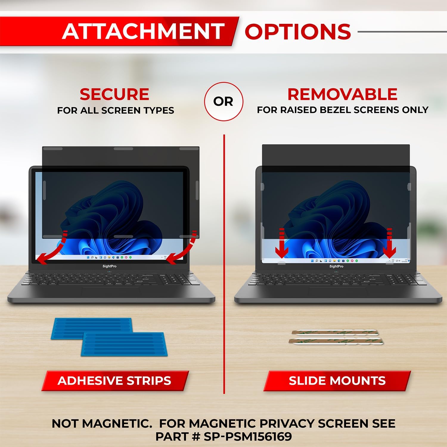 Detalle de SightPro SP-PSB156169 15.6-Inch Laptop Privacy Filter, 16:9 Anti-Glare