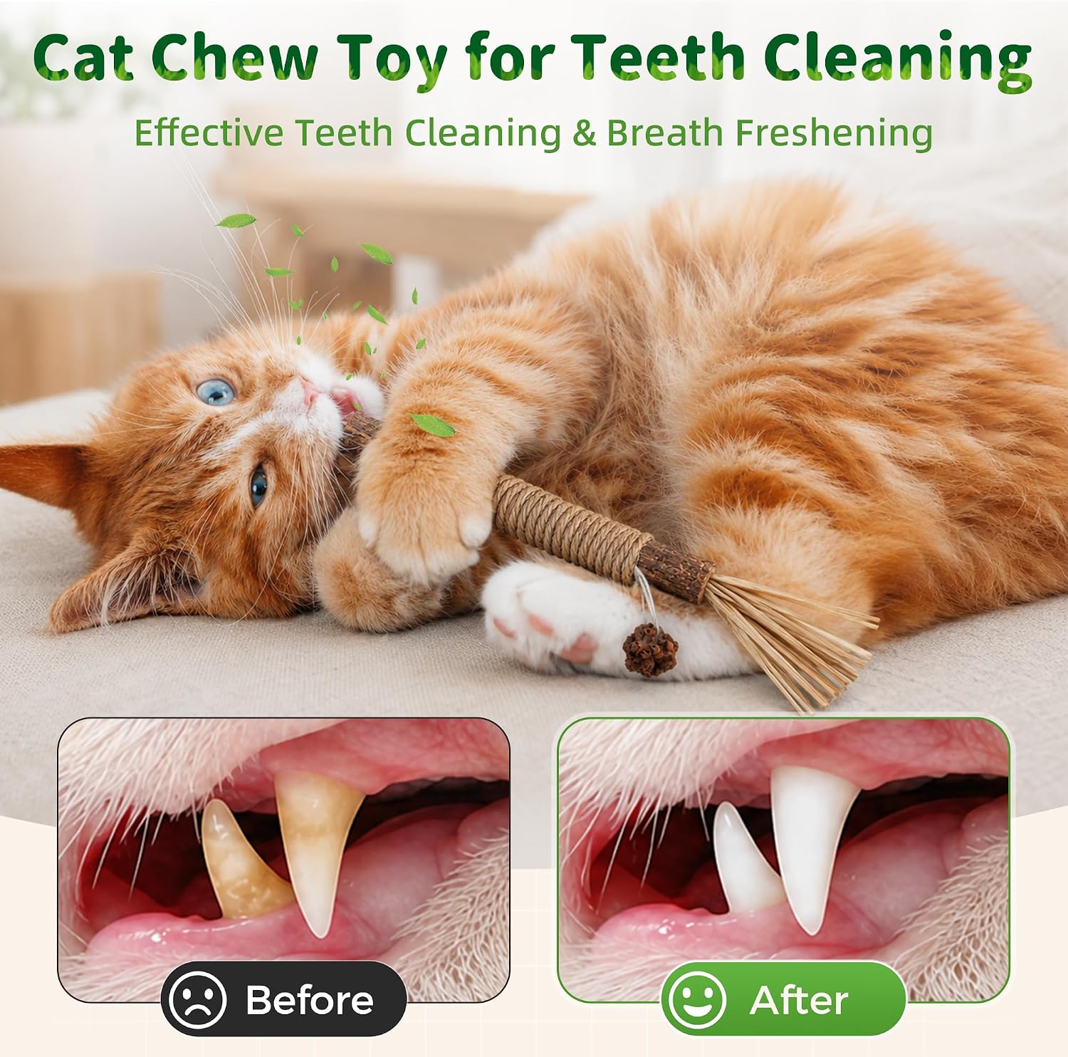 Detalle de GBSYU Silvervine Cat Chew Sticks, 6-Pack for Indoor Cats