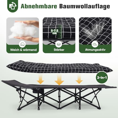 Thumbnail 2 de Sekey Feldbett Klappbar XXL 190 × 71 × 35 cm mit Matratze – Campingbett mit stabilem Stahlrahmen