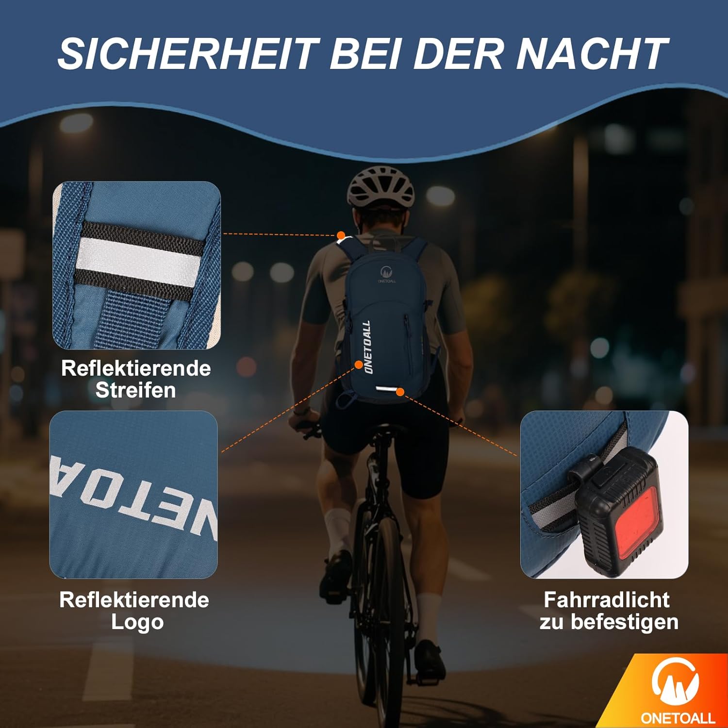 Detalle de ONETOALL Wanderrucksack Damen – 30 L, leicht, wetterfest und mit Rückenbelüftung