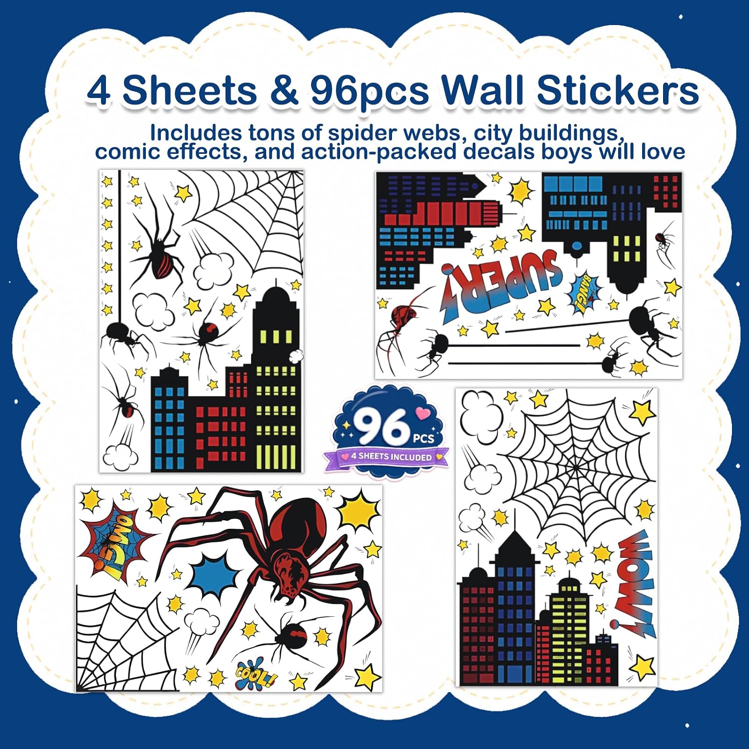Detalle 2 de Spider Wall Decals, 96-Piece Set