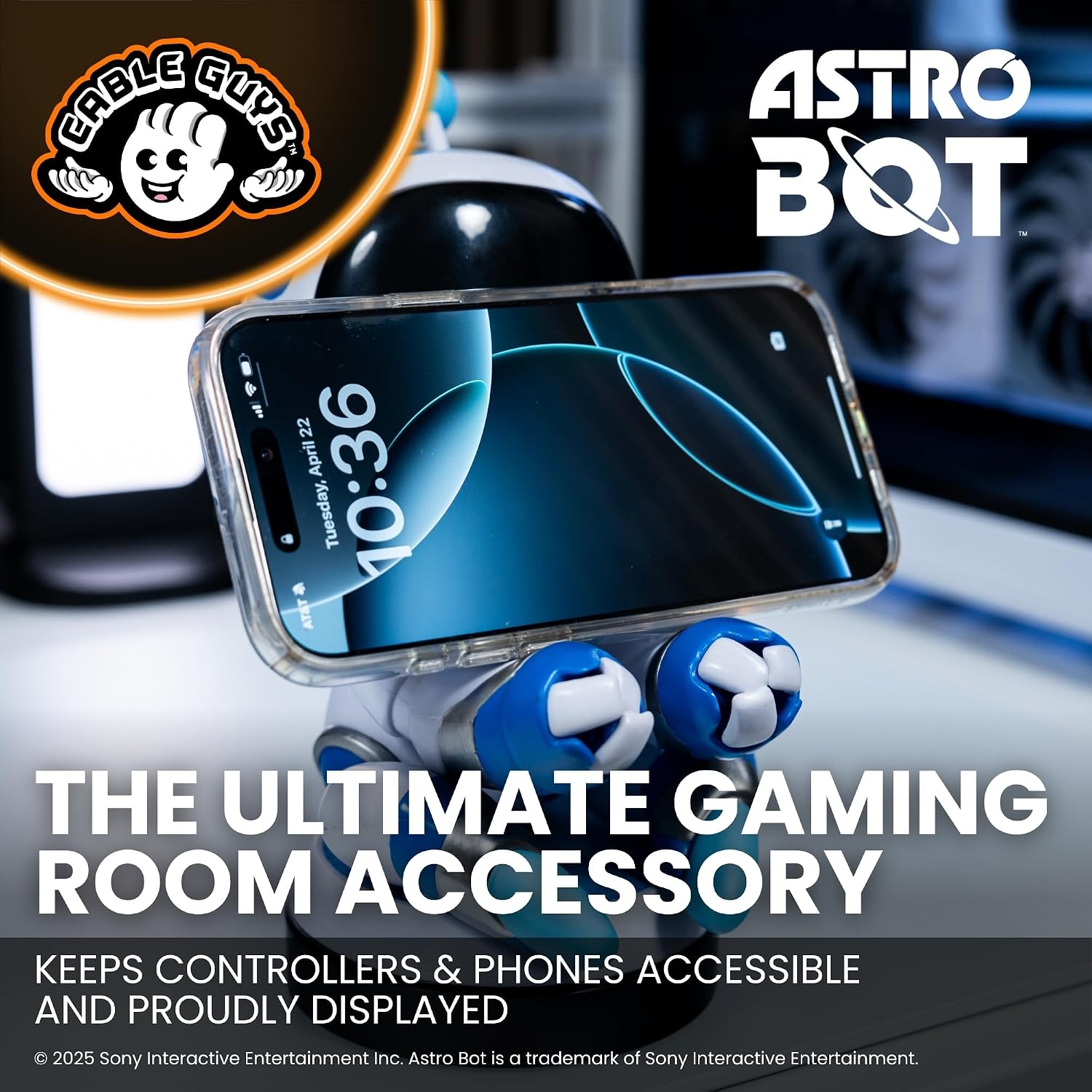 Detalle de Cable Guys Sony Astro Bot Support Manette et Porte Téléphone – Accessoire gaming officiel pour bureau et setup