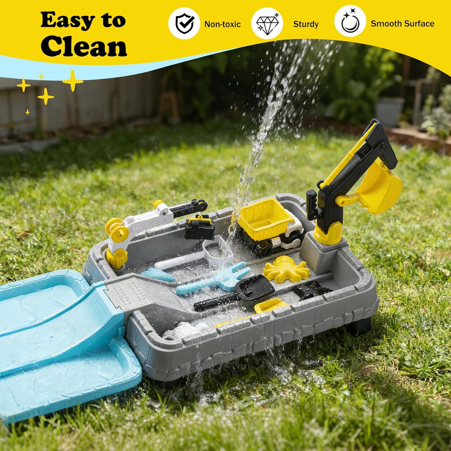 Thumbnail 5 de Kids Excavator Sandbox with Cover – All-in-One Construction Play Set for Outdoor Fun