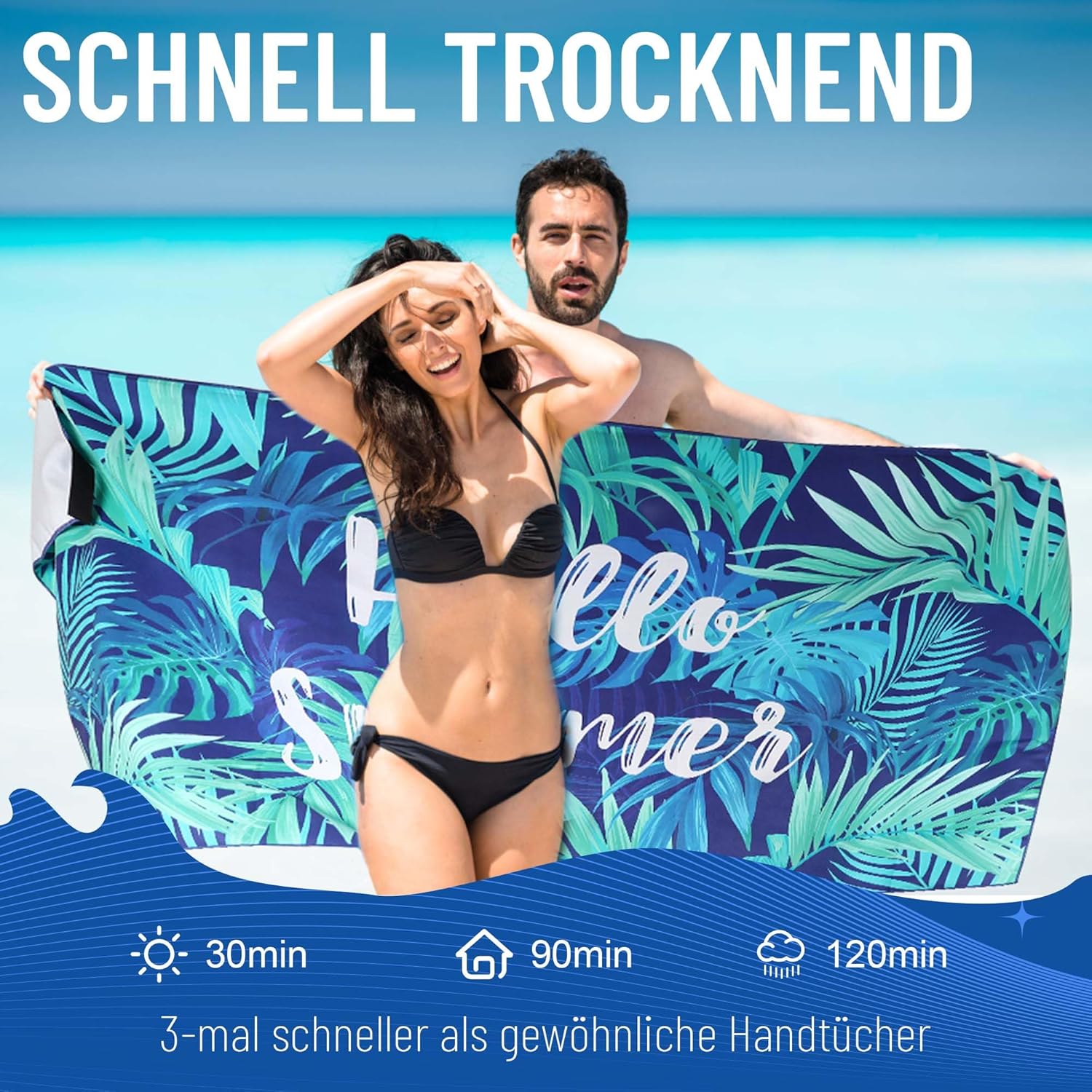 Thumbnail 6 de Pameil Telo Mare Grande Microfibradi 90x180 cm: asciugamano leggero, rapido e anti-sabbia per spiaggia e palestra
