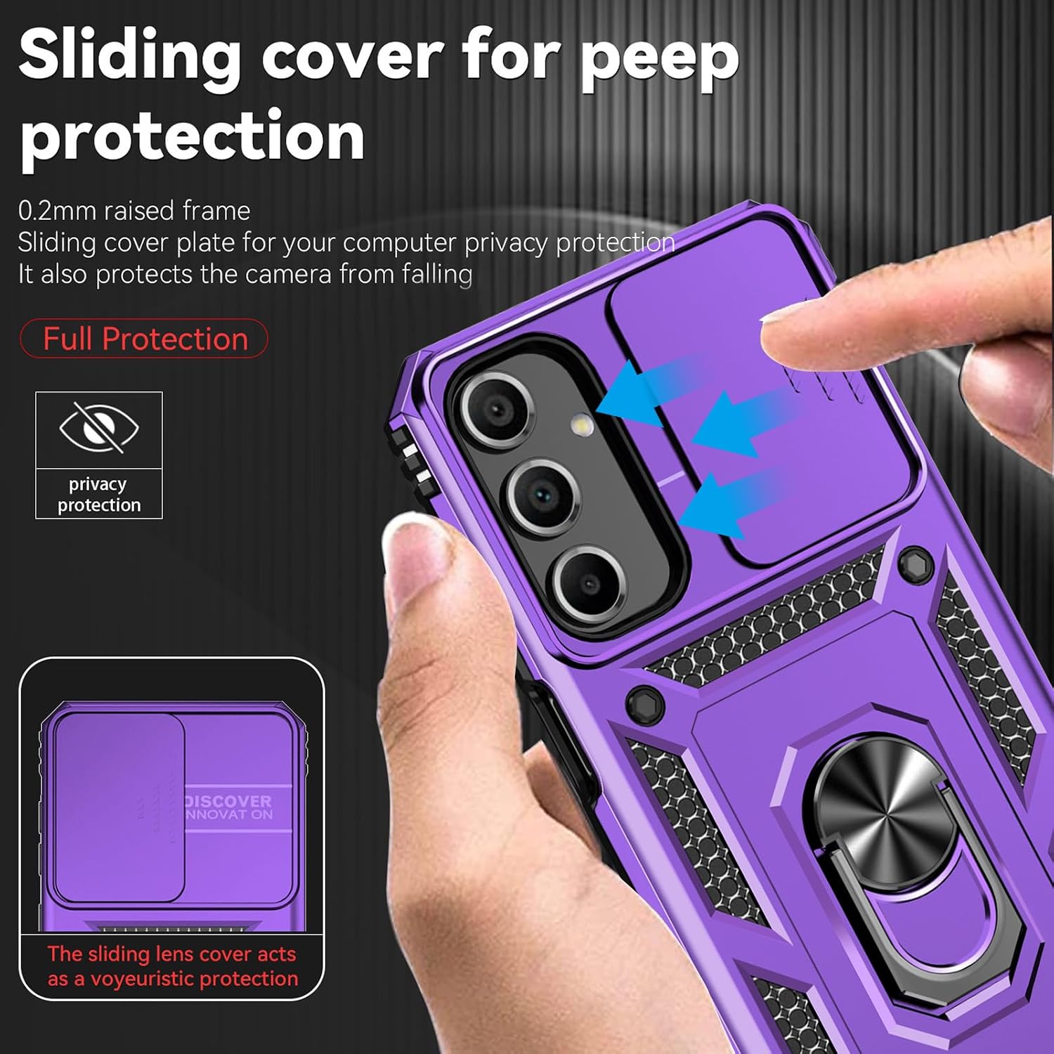 Detalle de Yiakeng Samsung Galaxy A16 5G Case with Screen Protector (Purple) – Military Grade 20ft Drop Tested