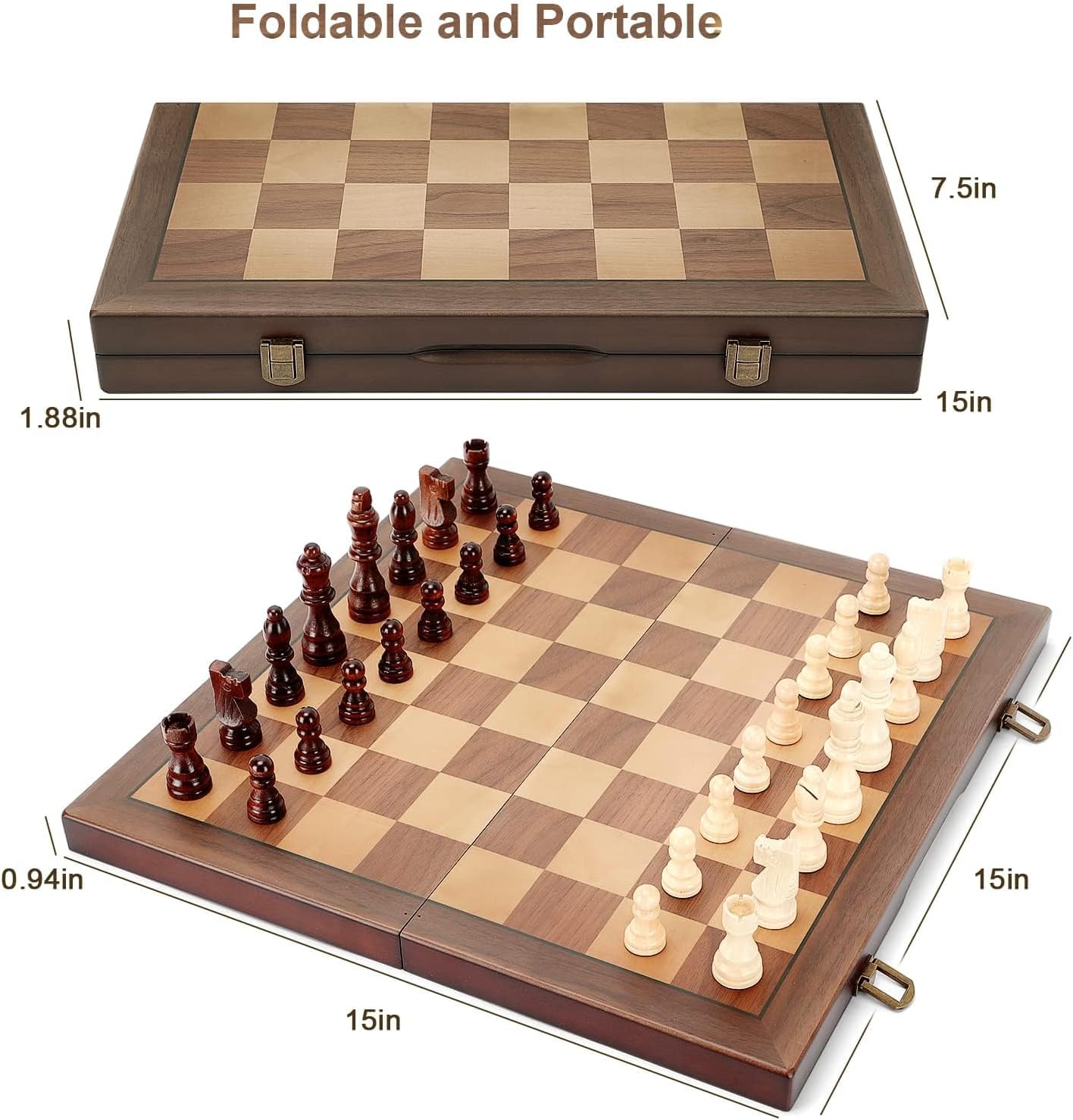 Thumbnail 5 de Wooden Magnetic Chess Set 15-inch Board ♟