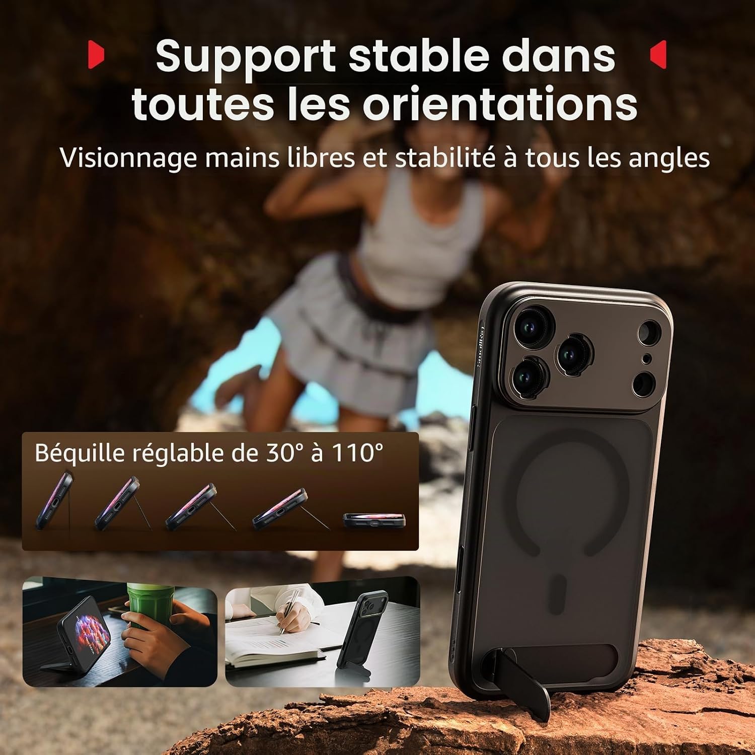 Detalle de SMALLRIG Kit de Coques FilMov pour iPhone 17 Pro — coque magnétique, béquille réglable et plaque d’objectif