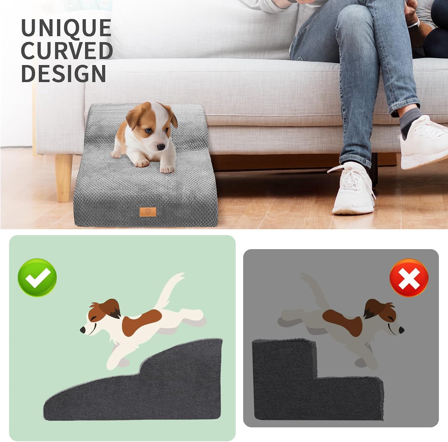 Thumbnail 4 de Masthome 2-Step Extended Waterproof Dog Stairs for Small Dogs – 55x40x30 cm