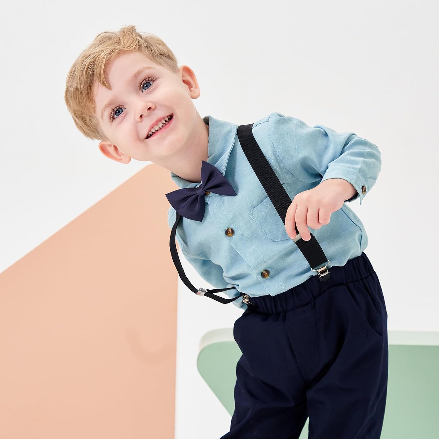 Thumbnail 5 de Baby Jungen Anzug-Set Volunboy mit abnehmbarer Fliege und Hosenträgerhose (Langarmhemd)
