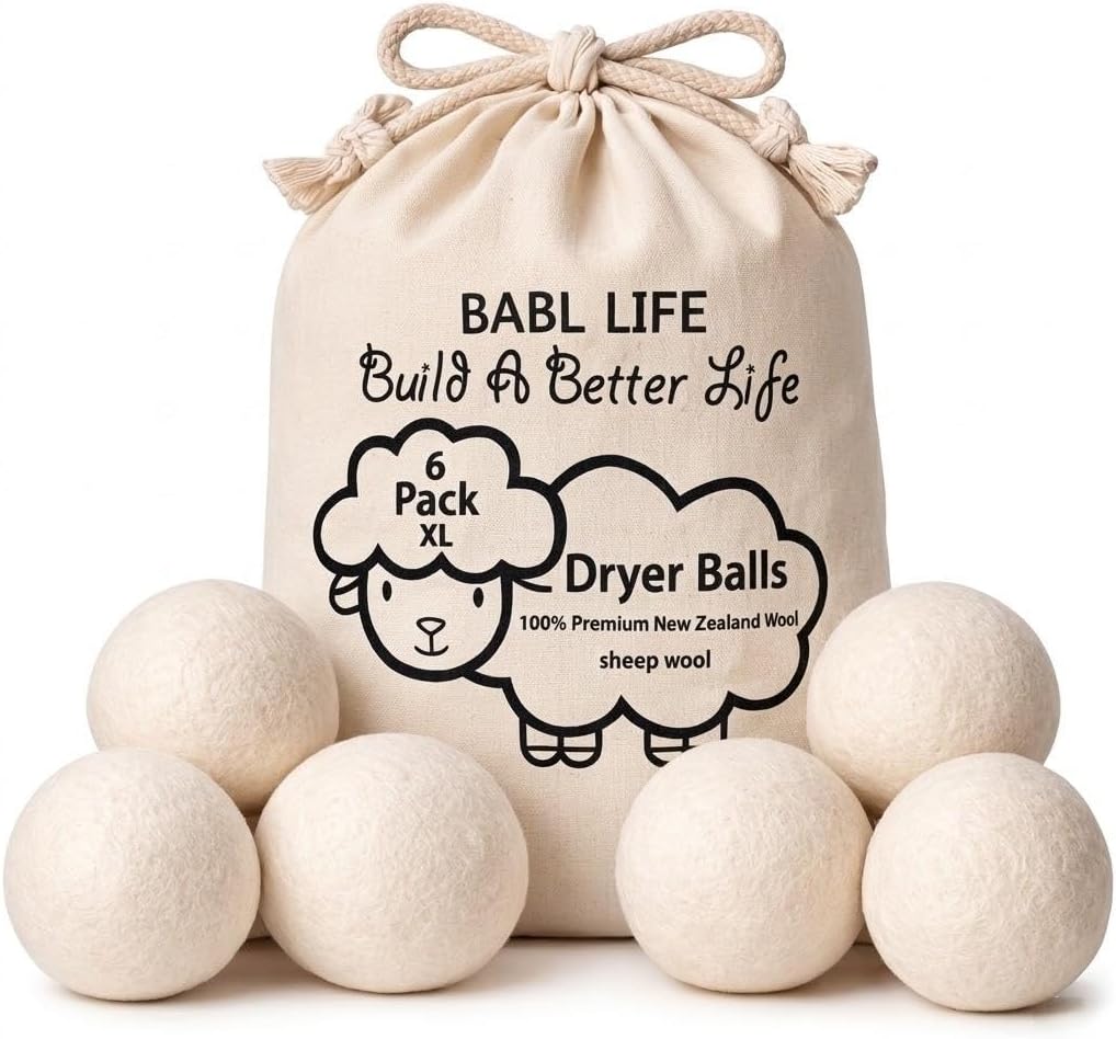 Detalle de BABL LIFE XL Wool Dryer Balls, Pack of 6, 3-Inch New Zealand Wool