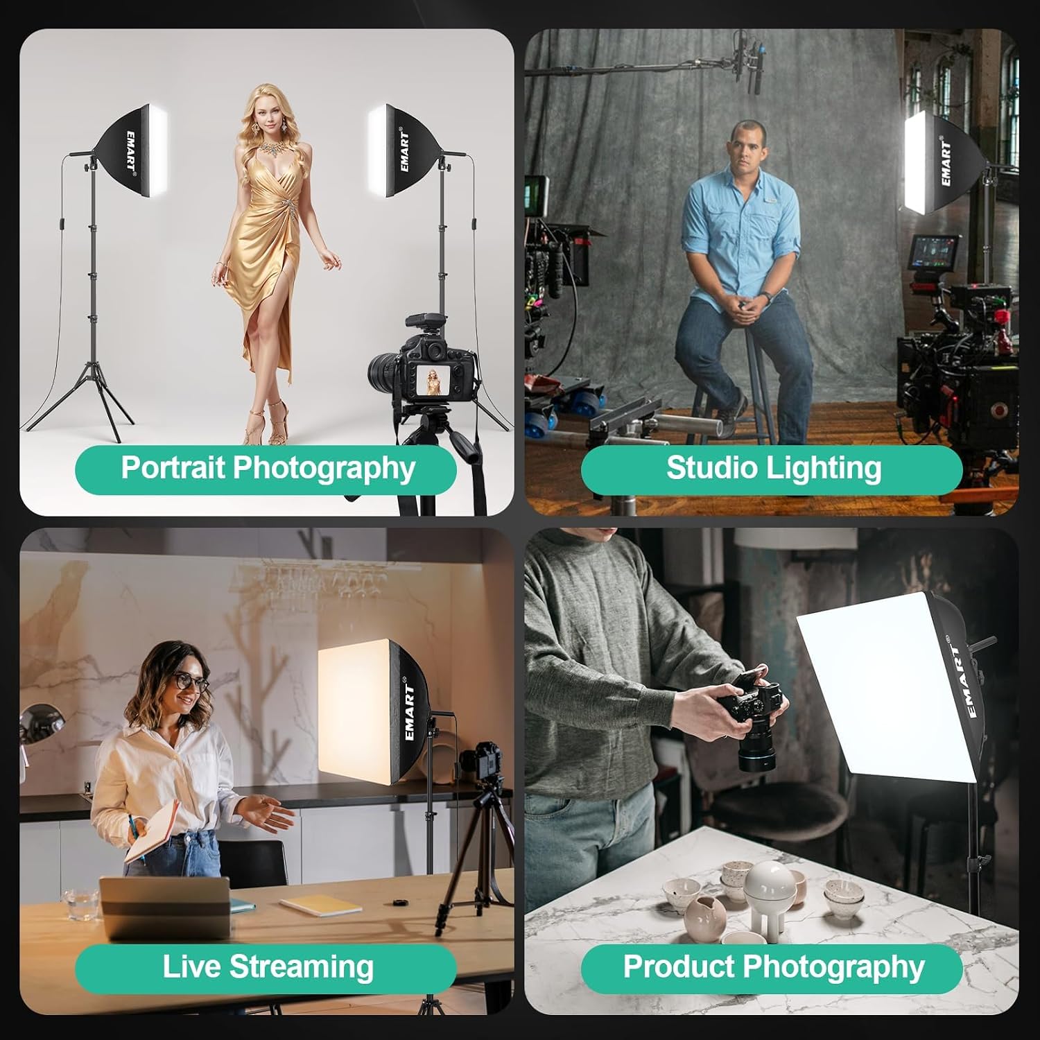 Thumbnail 5 de EMART Softbox Lighting Kit 16-inch