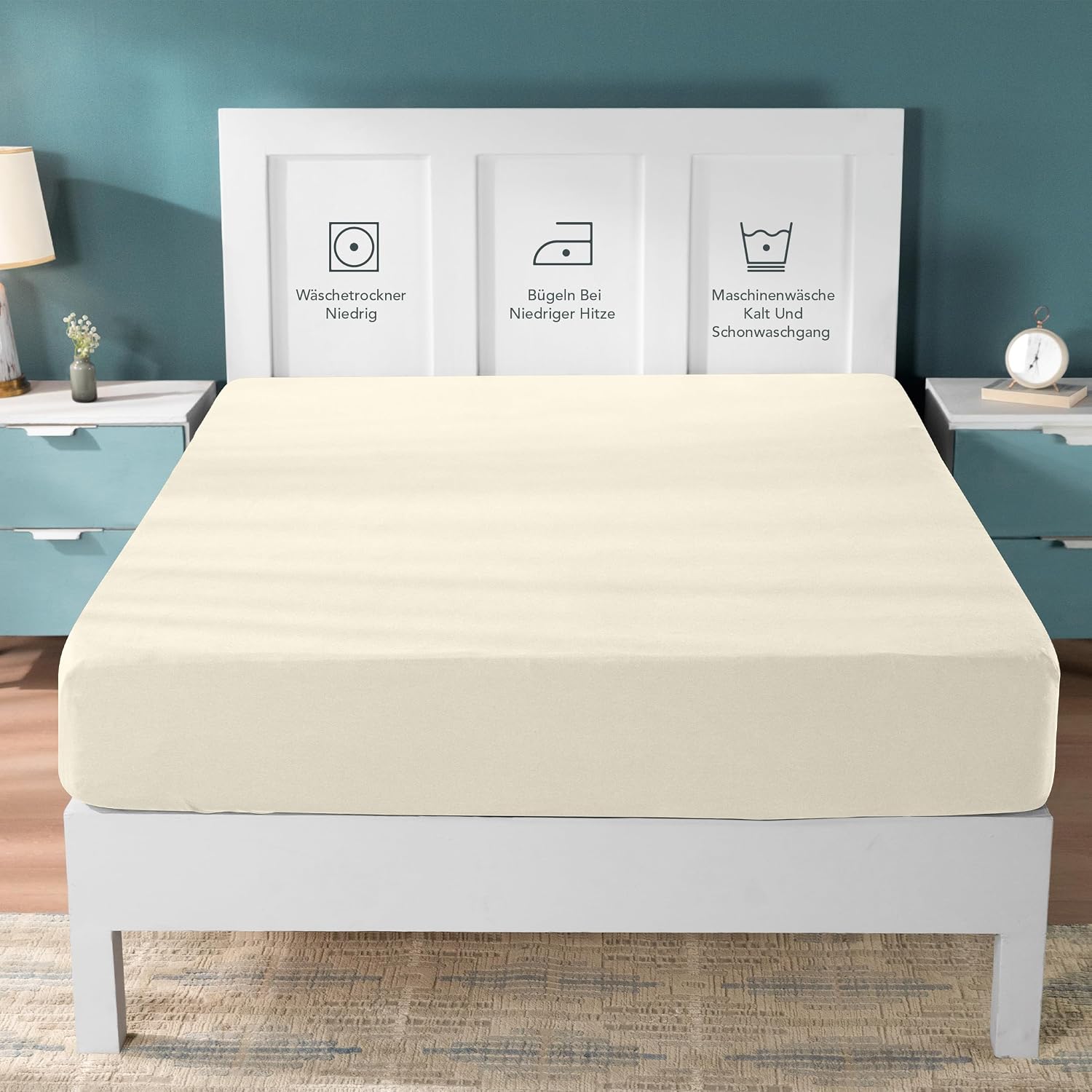 Thumbnail 1 de Utopia Bedding Jersey-Spannbettlaken in Beige, 120 x 200 cm, 25 cm Einstecktiefe