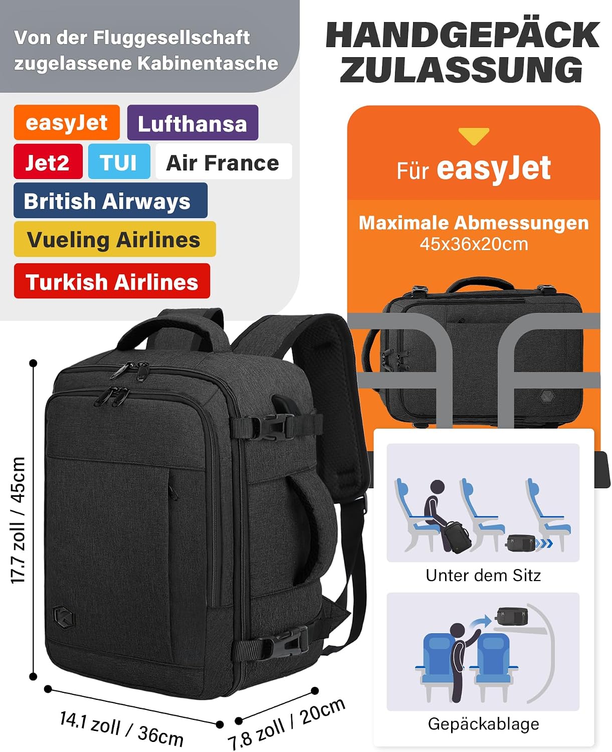 Thumbnail 2 de VANKEV Laptop-Rucksack 45x36x20 cm