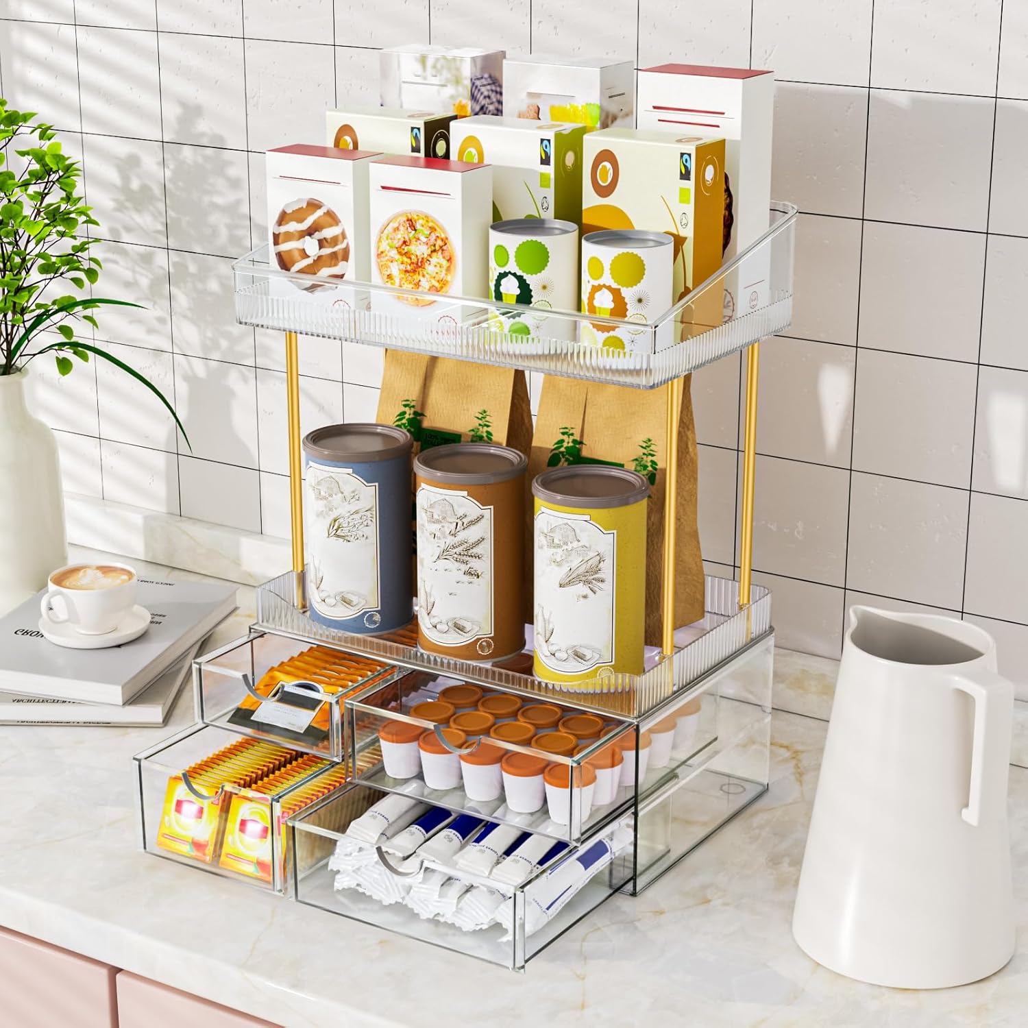Thumbnail 4 de Makeup Organiser Upgraded 2-shelf, 4-drawer clear organiser