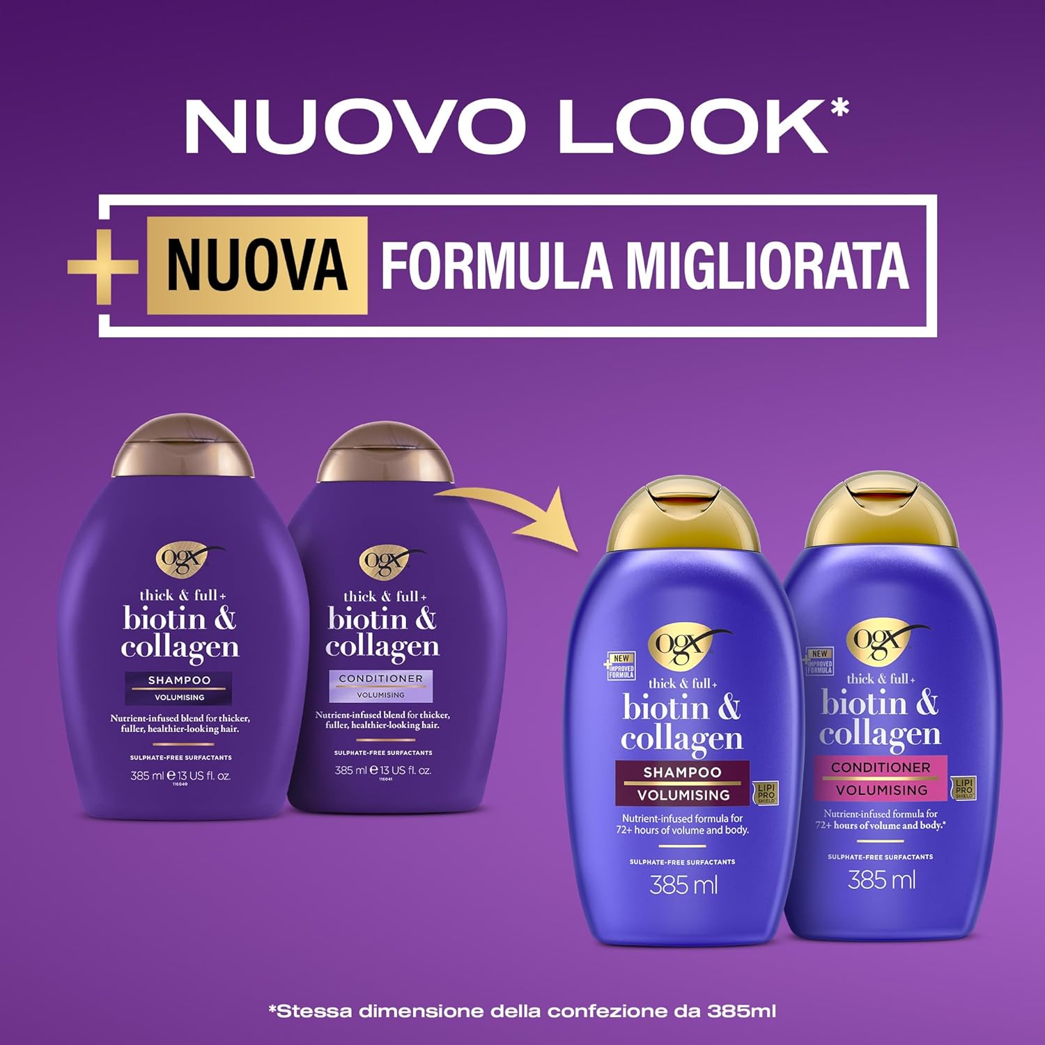 Thumbnail 1 de OGX Thick & Full + Biotin & Collagen: set shampoo e balsamo per capelli fini e diradati (2 x 385 ml) con Lipi Pro Shield