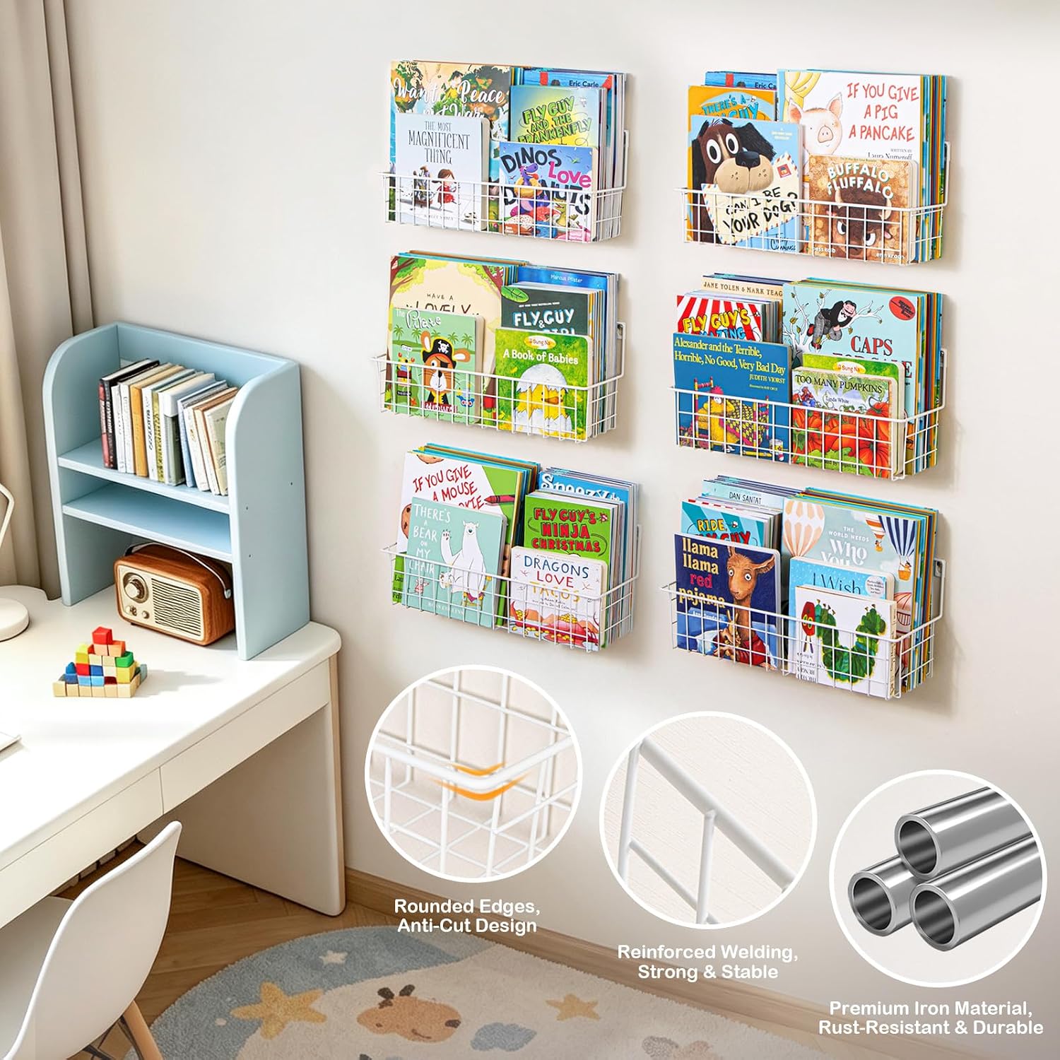 Thumbnail 3 de PUERSI 6-Pack Wall Mounted Bookshelf for Kids Rooms