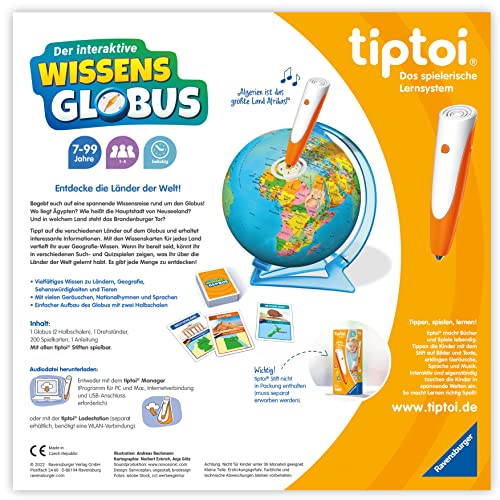 Thumbnail 2 de Ravensburger tiptoi Spiel 00107 – Der interaktive Wissens-Globus (ab 7 Jahre, 1–4 Spieler)
