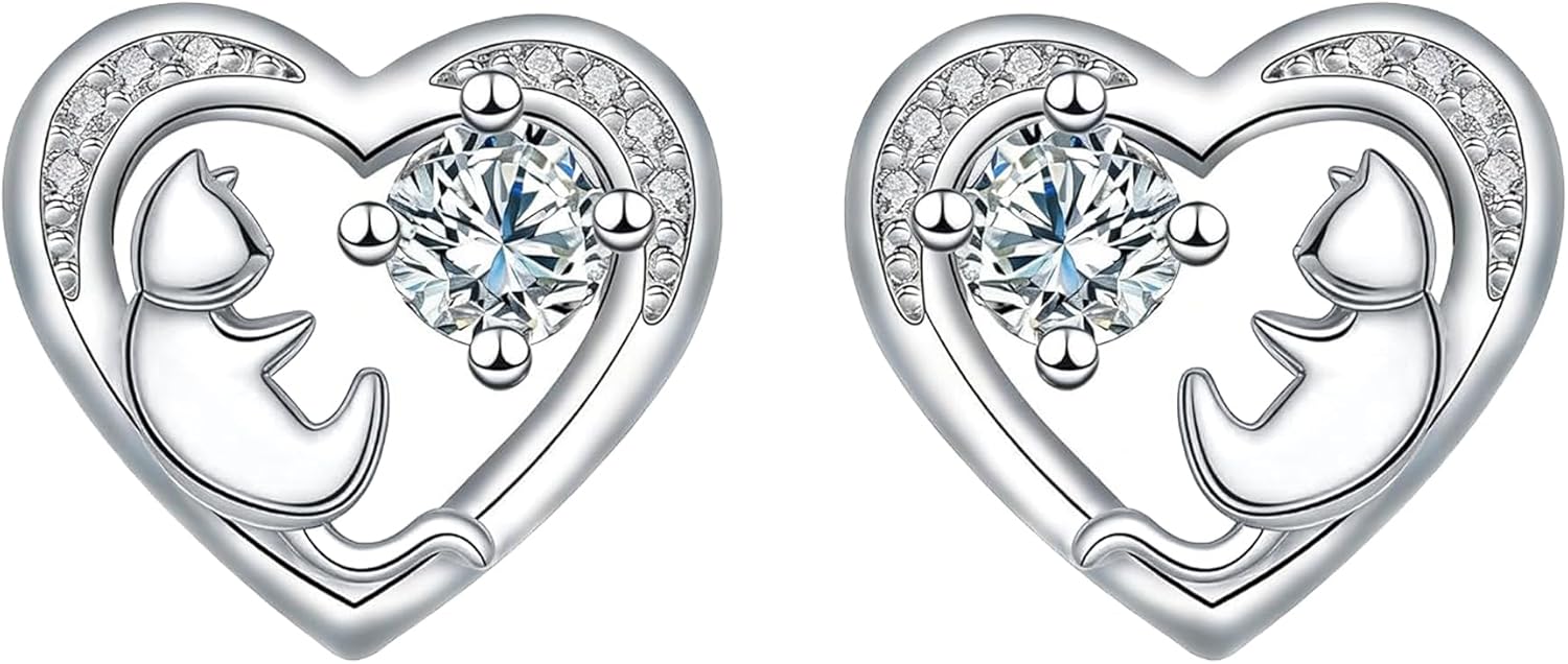 Detalle de J.MUEN Boucles d'oreilles Chat/Licorne/Cheval en Argent Sterling 925 – Design animal discret