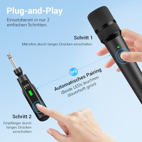 Thumbnail 8 de TONOR TW-220: 2,4G Dual-Mikrofon-Kabelloses Set – Wiederaufladbare Funkmikrofone mit Empfänger (Karaoke & Auftritte)