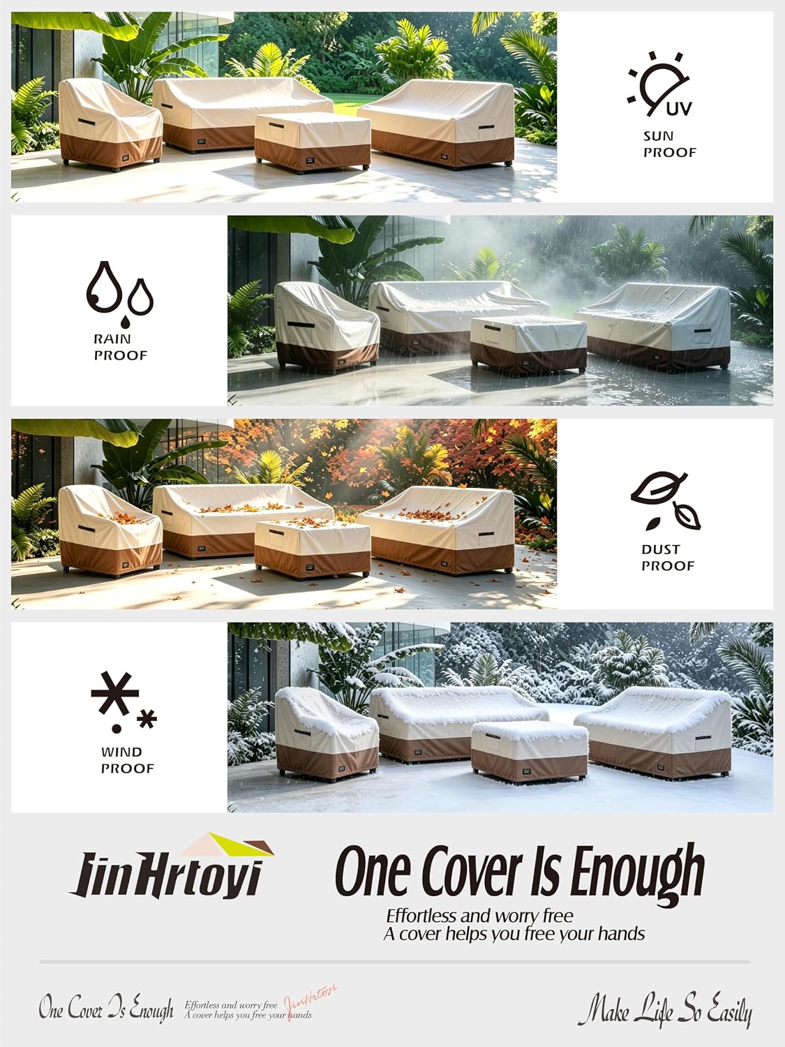 Detalle 1 de Jin Hrtoyi Furniture Covers-001 Outdoor Chair Covers, 2-Pack, 30W x 34D x 38H in, Waterproof