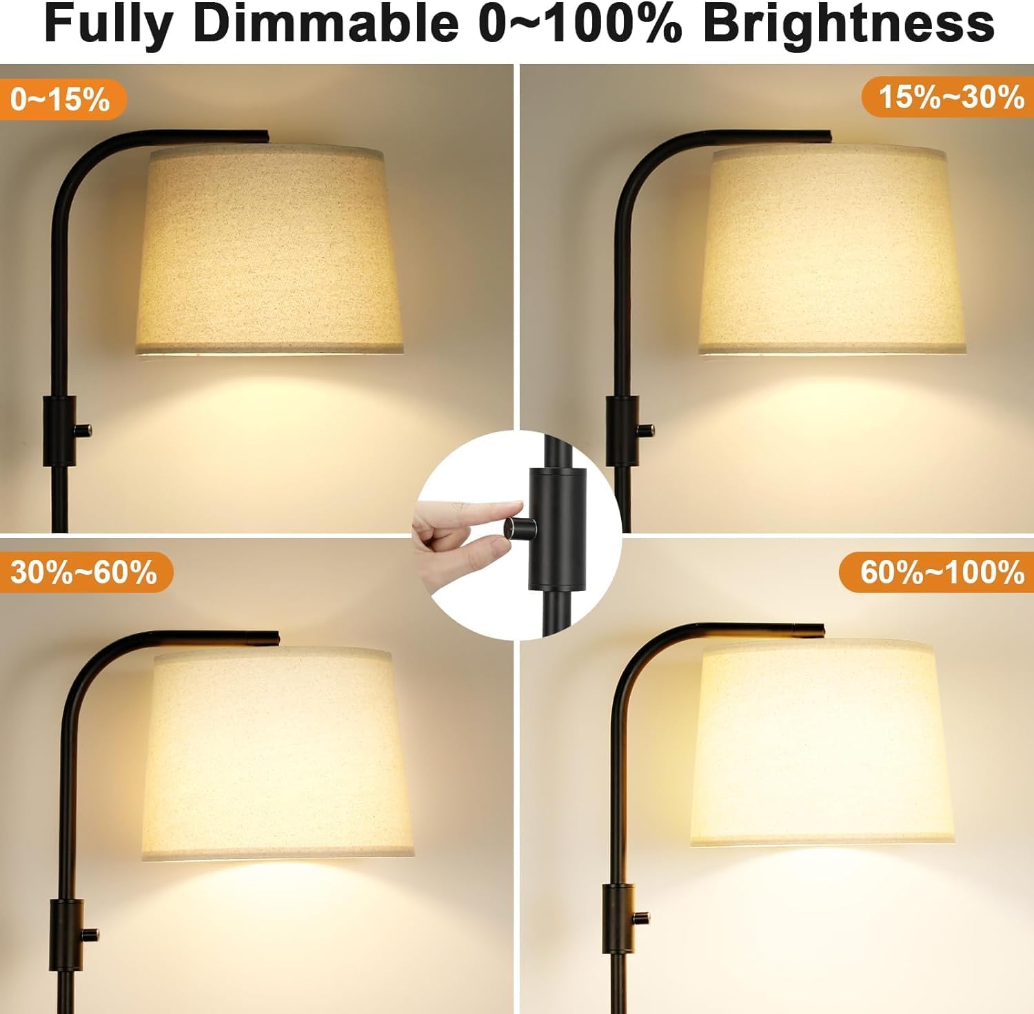 Detalle 2 de Ambimall H6I7J10 Dimmable Floor Lamp with Adjustable Head and 9W LED