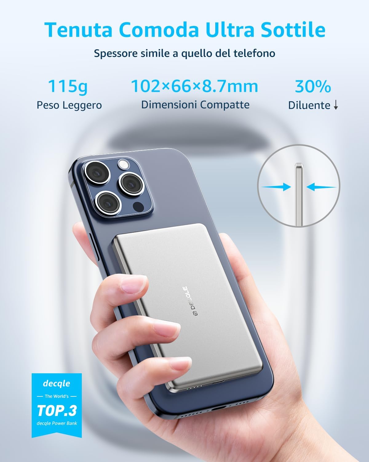 Detalle 2 de decqle Air powerbank MagSafe 5000 mAh