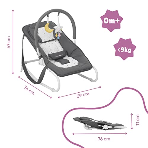 Detalle de Badabulle Transat pour Bébé Easy Moonlight — fixation ou balancelle, réducteur amovible, arche de jeux et pliage compact