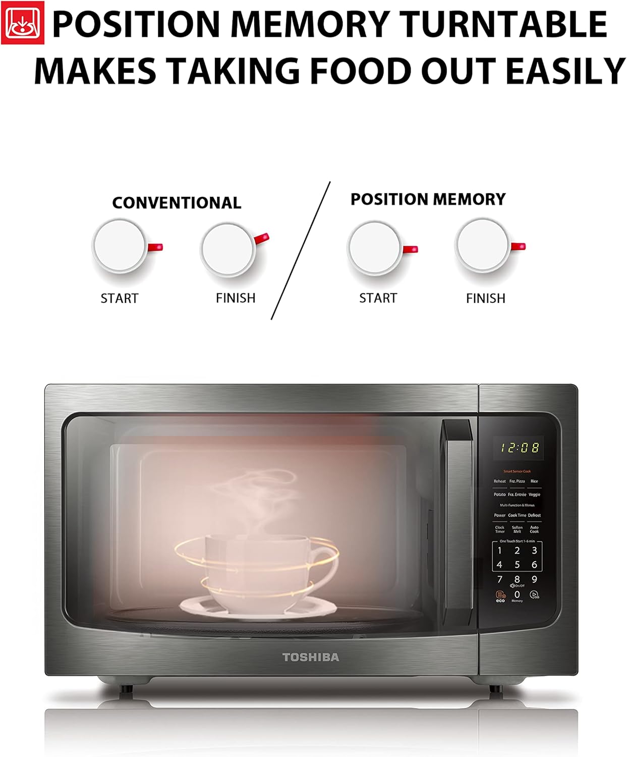 Thumbnail 5 de TOSHIBA ML-EM45P(BS) 1200W Microwave 1.6 cu ft