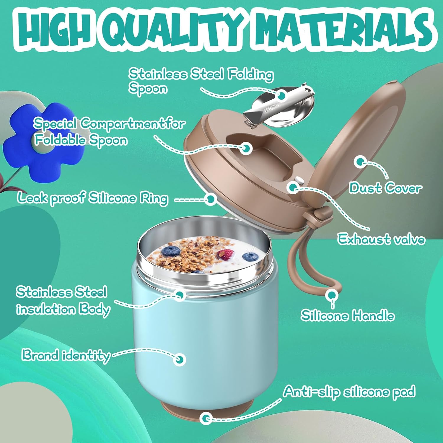 Detalle 2 de Insulated Food Jar 15.2 Oz for Kids 🍱