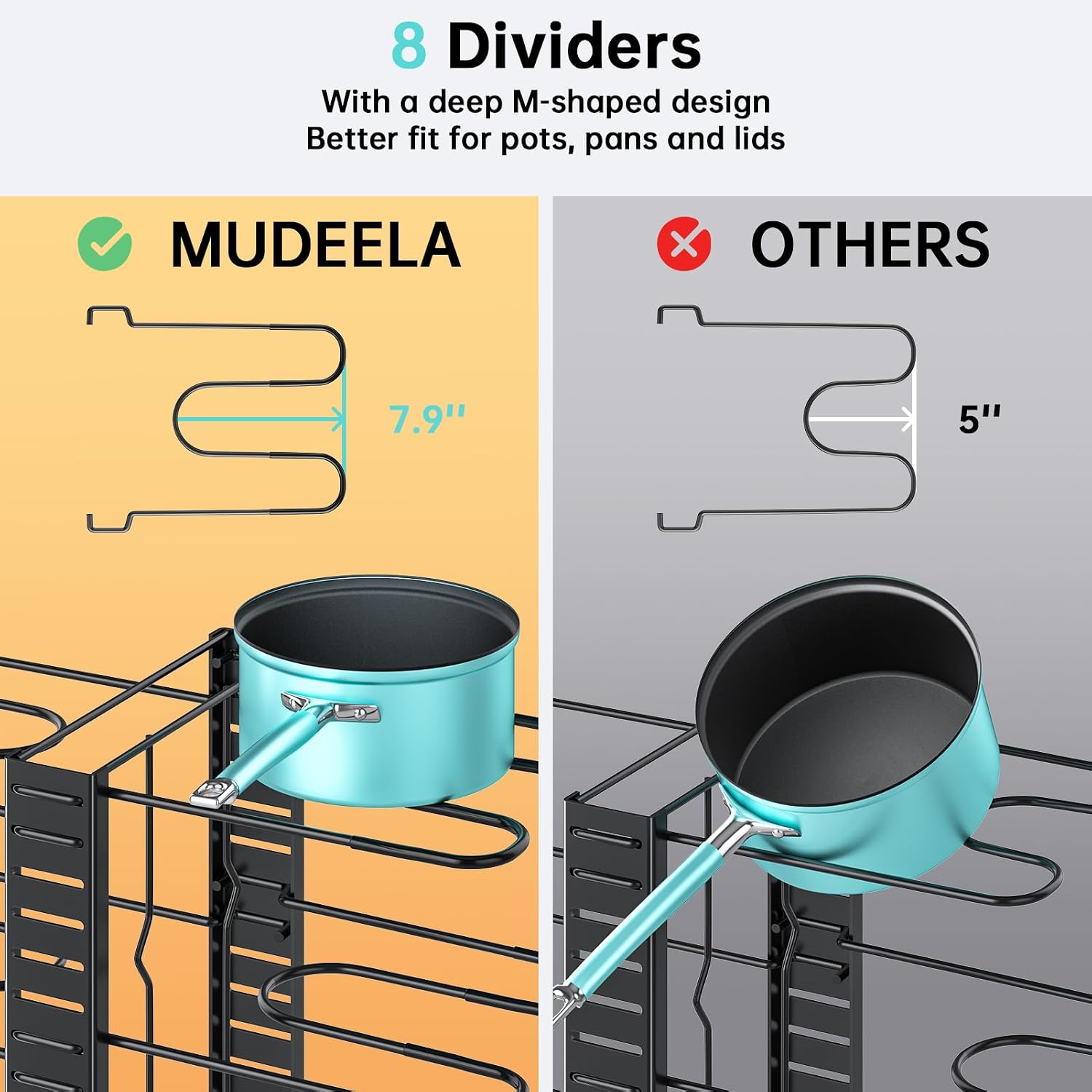 Detalle 2 de MUDEELA Pot and Pan Organizer, 8-Tier