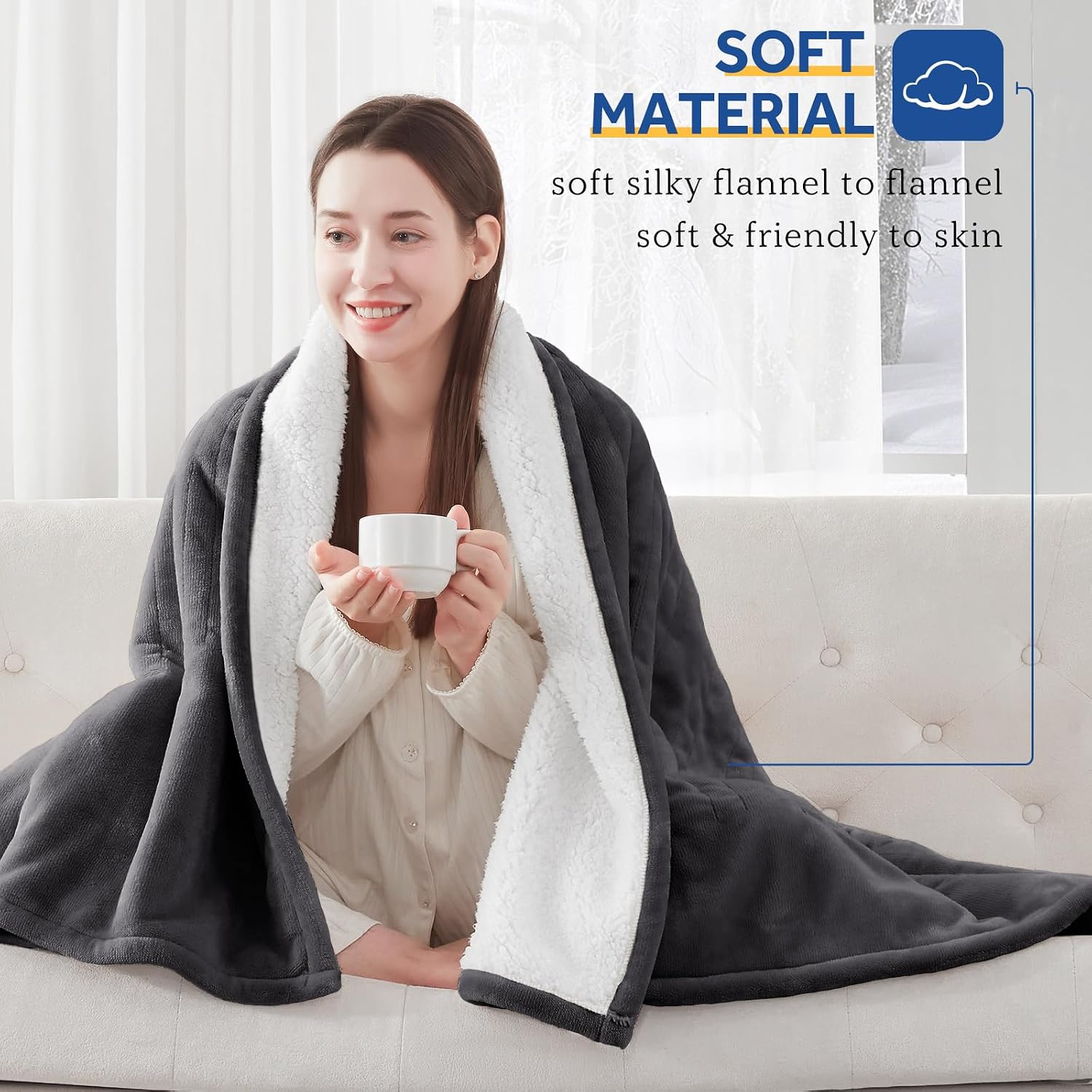 Detalle 2 de Sealy KTHB-QATVS-T Electric Heated Blanket, Twin Flannel and Sherpa