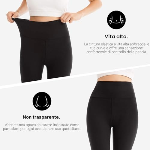Detalle de SINOPHANT 3/4 Leggins Capri Vita Alta Donna – Blu Marino, L-XL